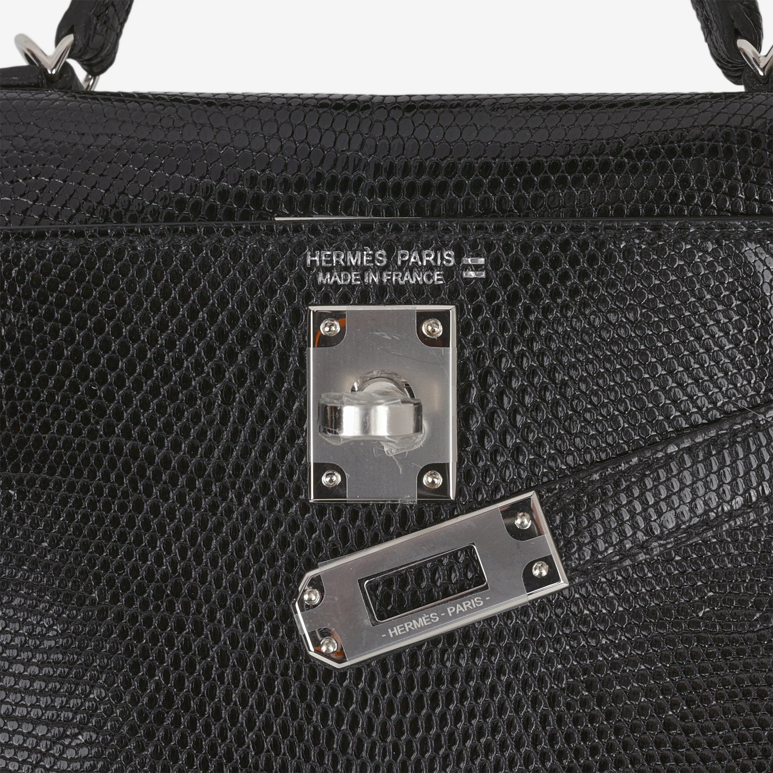 Hermès Mini Kelly - Black Salvator Lizard Lisse | Palladium Hardware - Image 9
