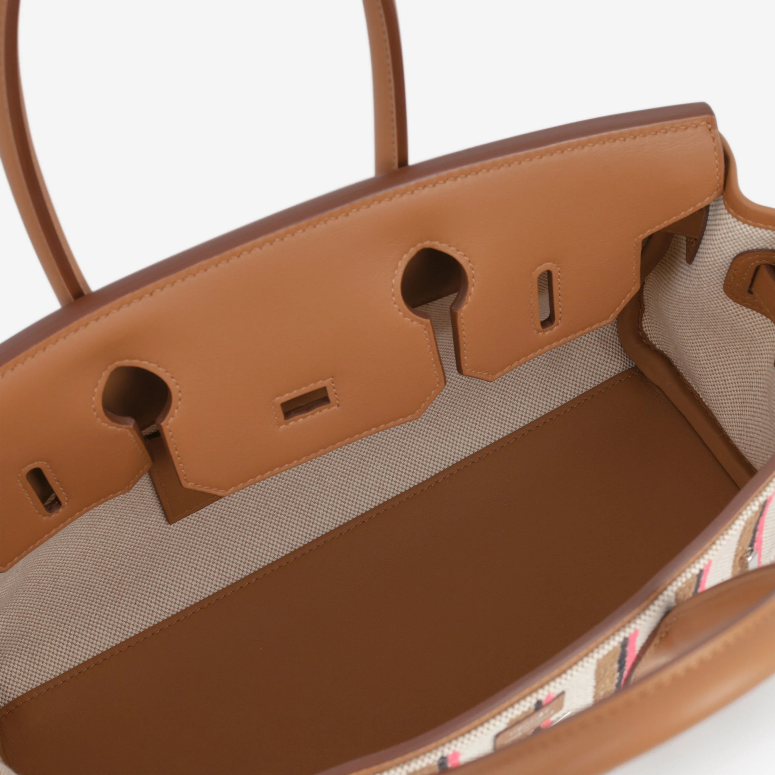 Hermès Shoulder Birkin 29 Light - Broderie Couverture Rayures / Gold Swift | Palladium Hardware - Image 7