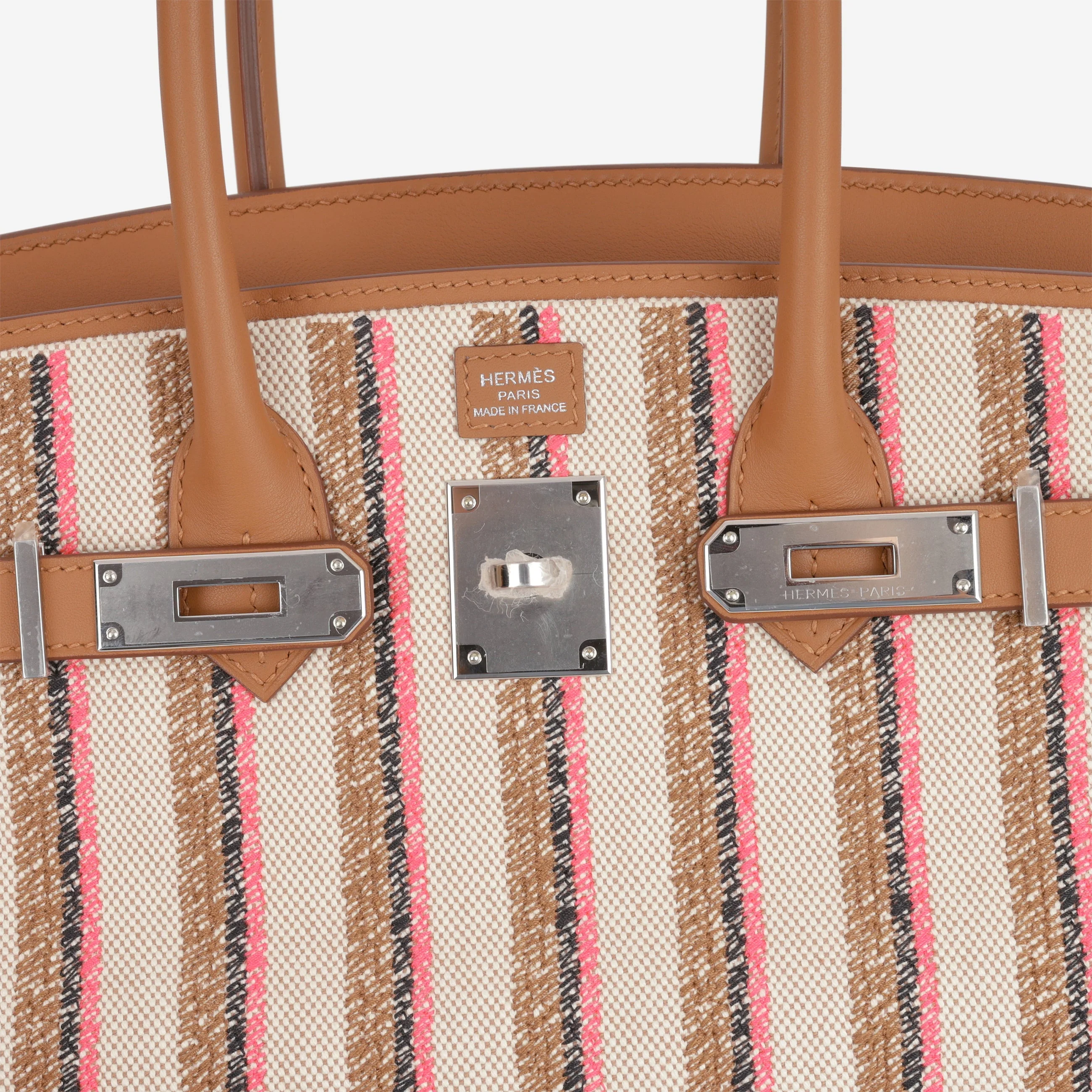 Hermès Shoulder Birkin 29 Light - Broderie Couverture Rayures / Gold Swift | Palladium Hardware - Image 8