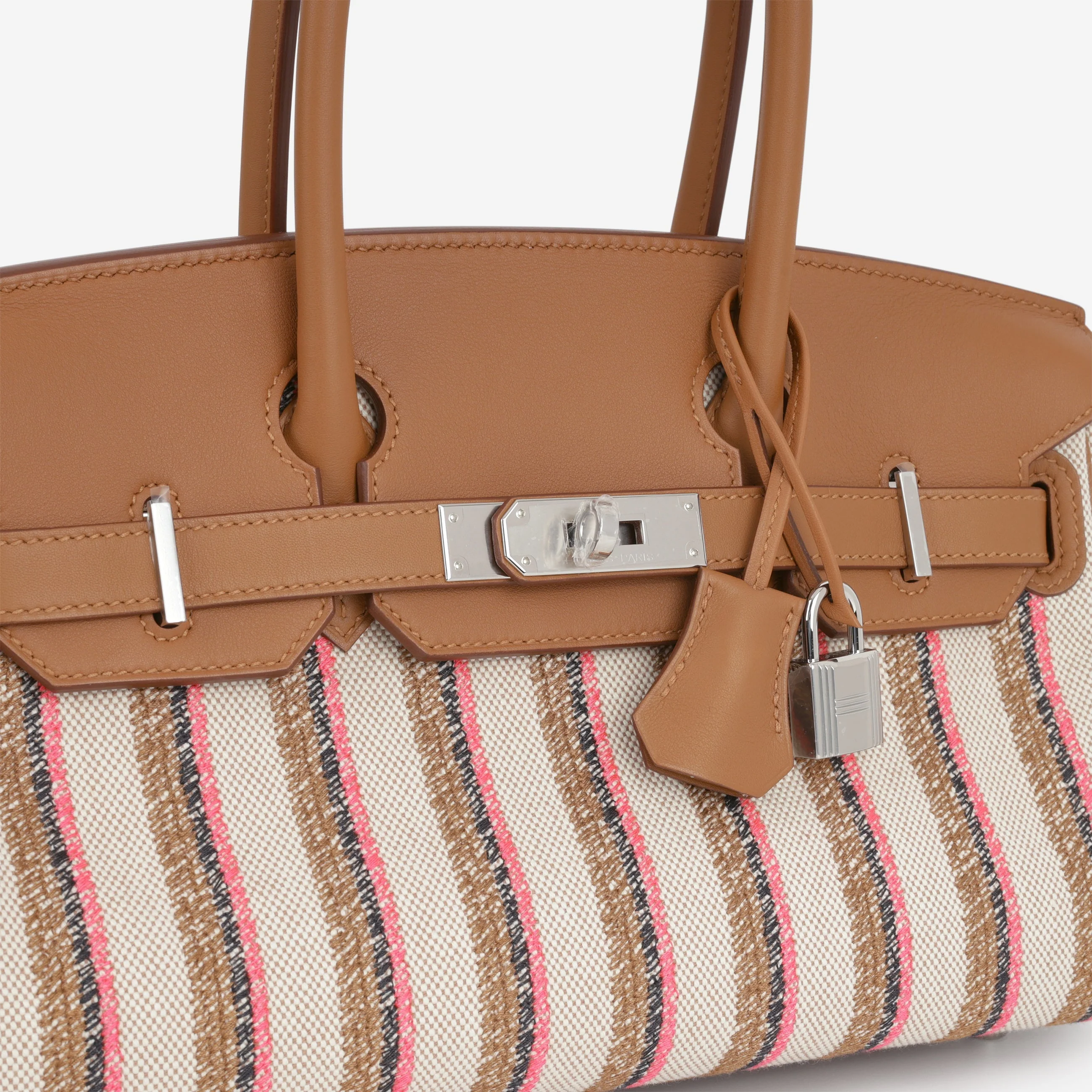 Hermès Shoulder Birkin 29 Light - Broderie Couverture Rayures / Gold Swift | Palladium Hardware - Image 9