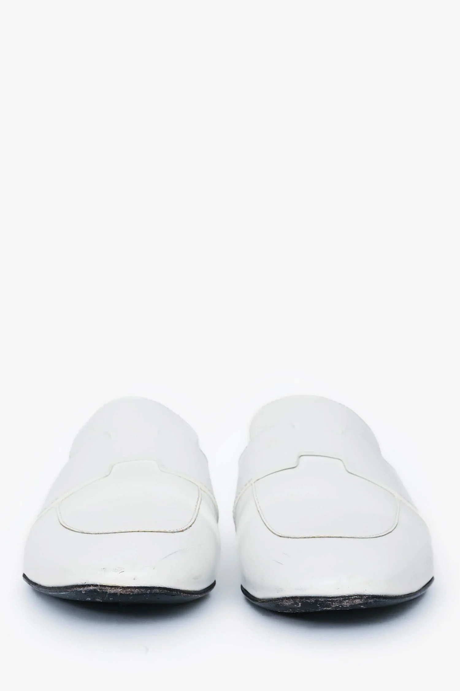 Hermes White Leather Catena Mules Size 35 - Image 3