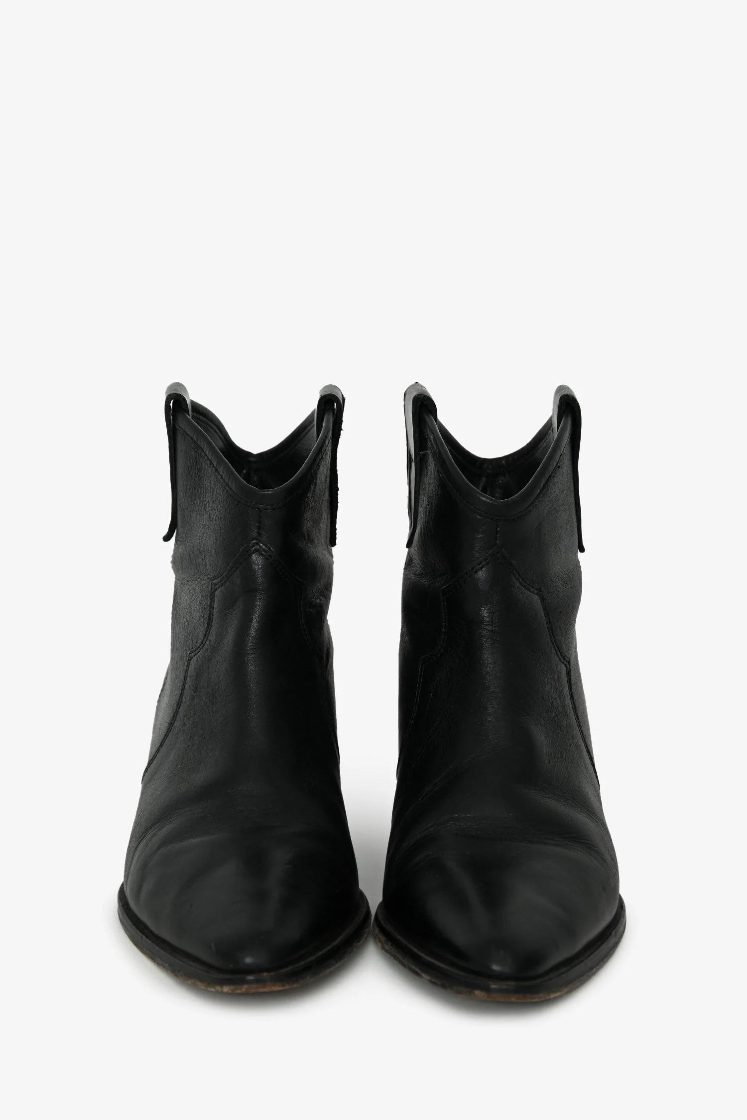 Isabel Marant Black Leather Studded Western Ankle Boots Size 37 - Image 3