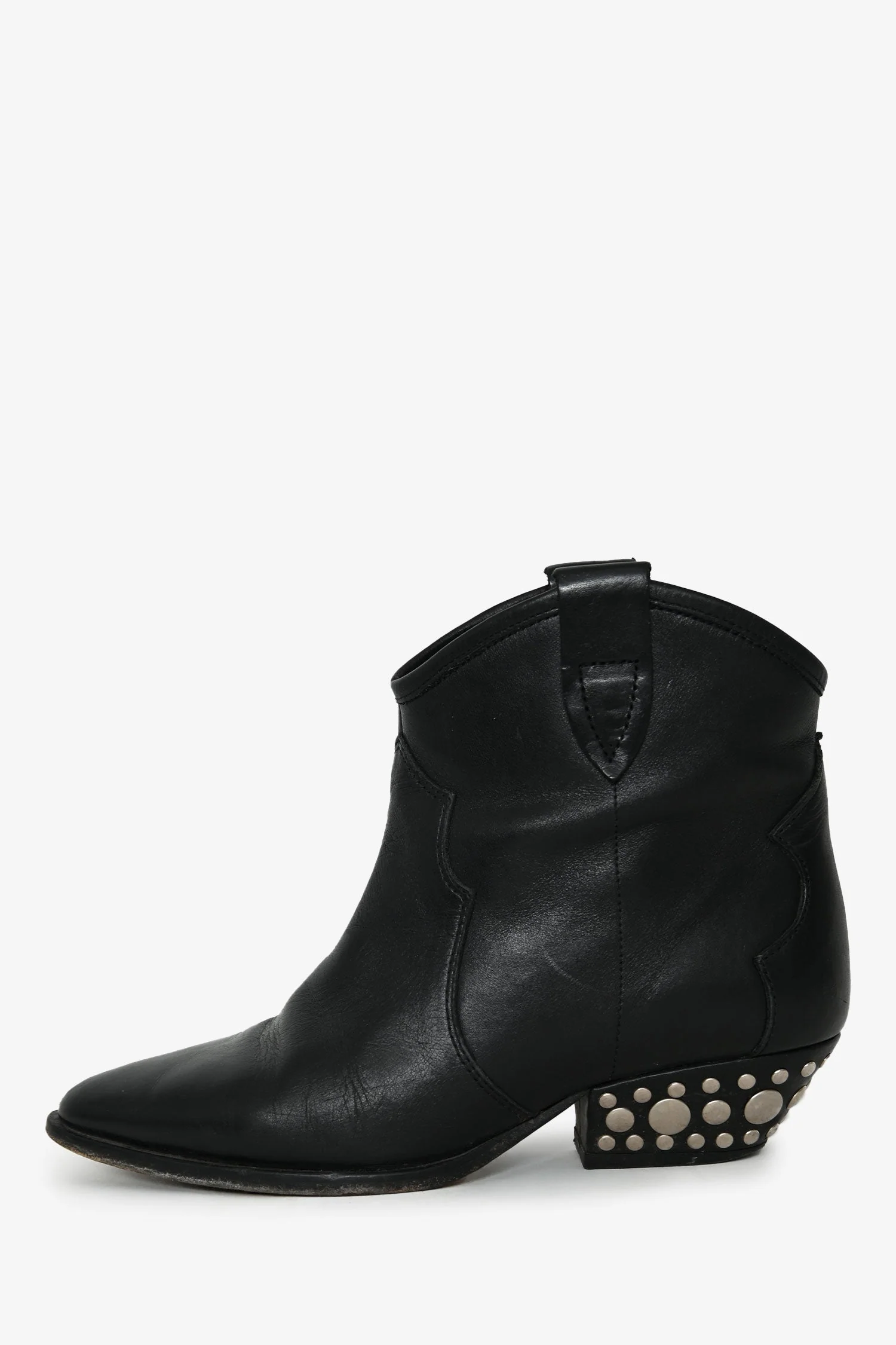 Isabel Marant Black Leather Studded Western Ankle Boots Size 37 - Image 5