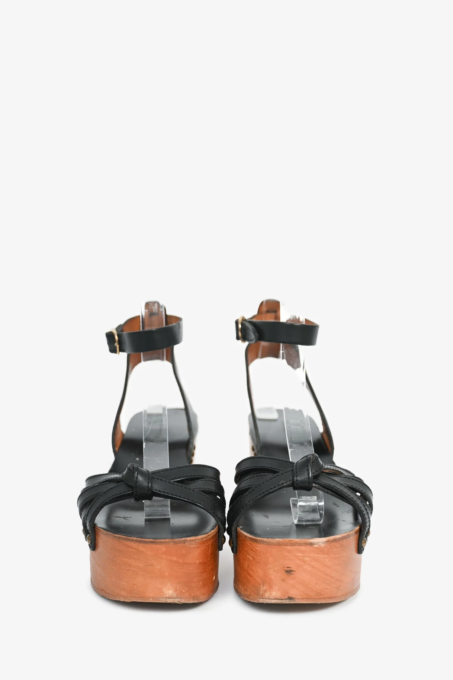 Isabel Marant Etoile Black Leather Wooden Platform Sandals Size 36 - Image 3