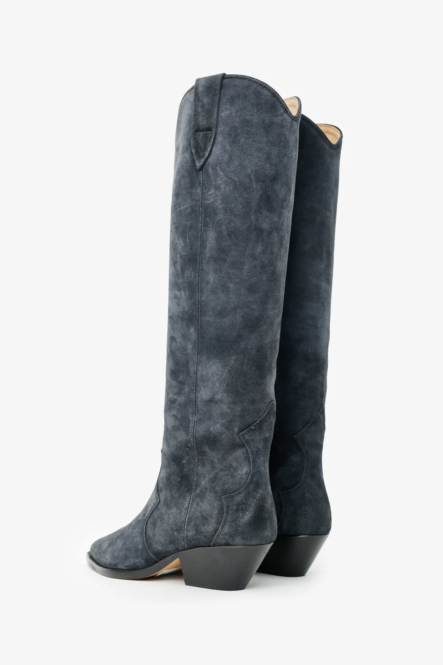 Isabel Marant Grey Suede Knee High Cowboy Boots Size 37 - Image 4