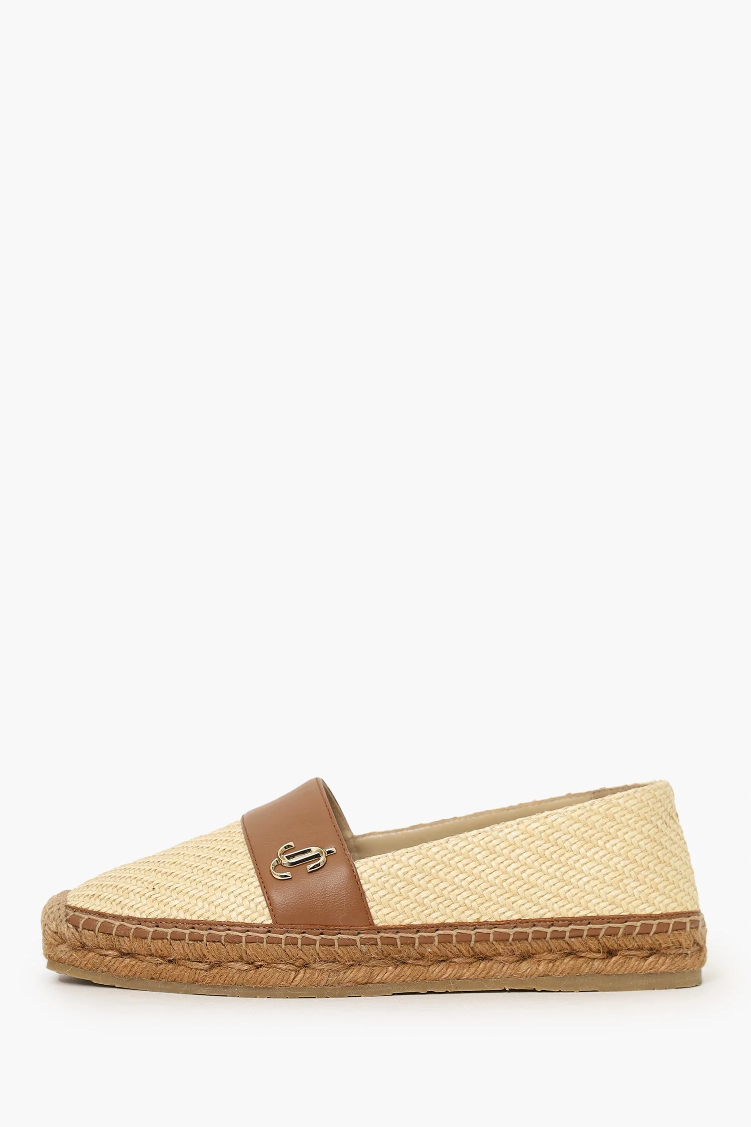 Jimmy Choo Beige/Brown Raffia And Leather Espadrille Flats Size 36.5 - Image 5