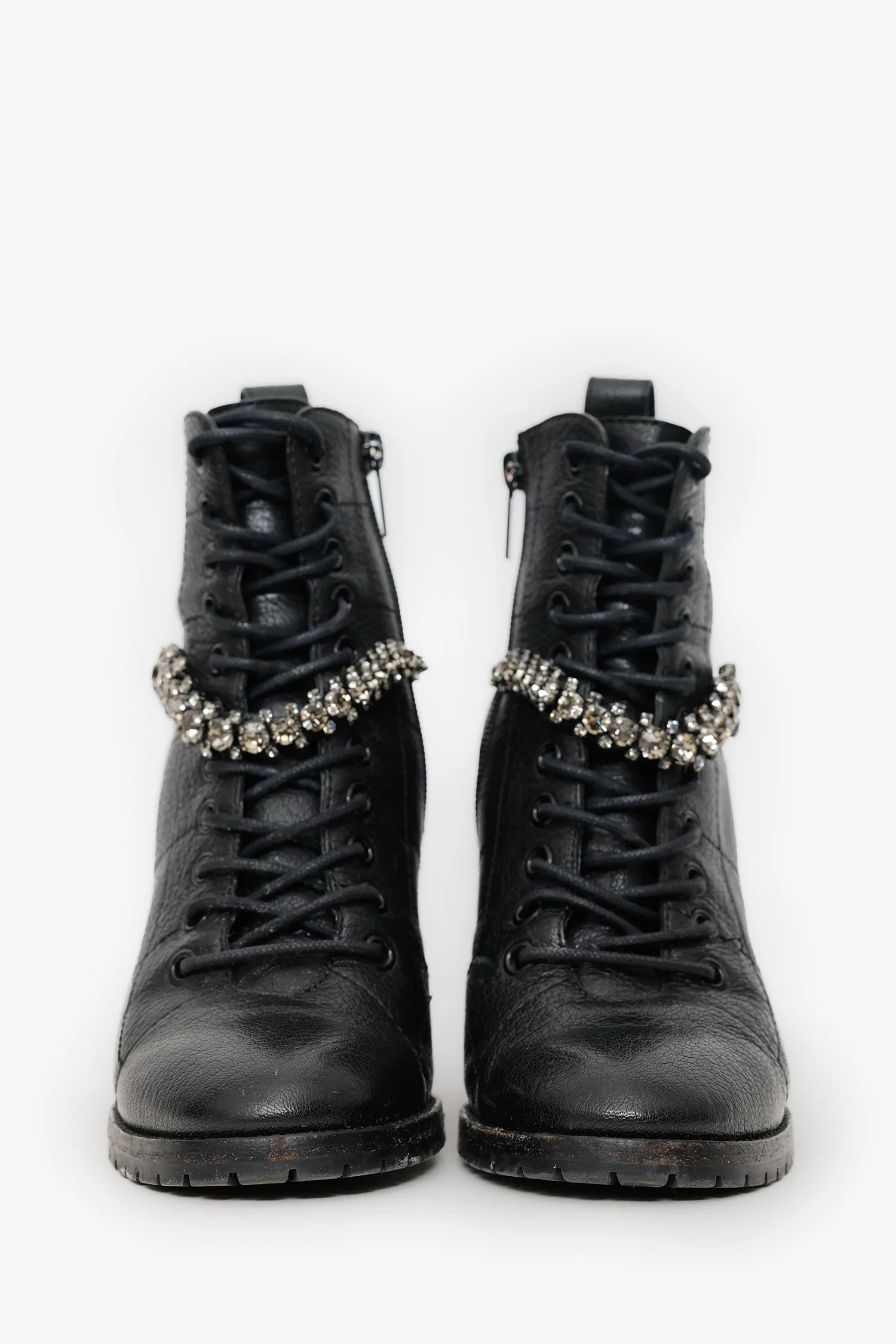 Jimmy Choo Black Leather Jewel 'Cruz' Combat Boots Size 37 - Image 3