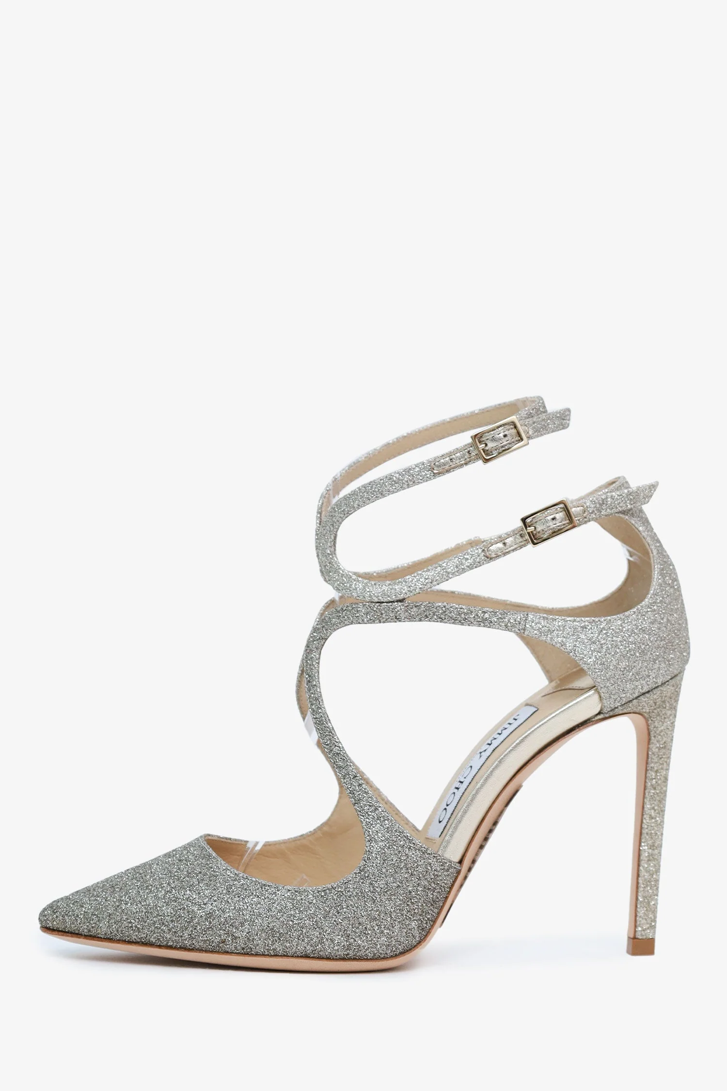 Jimmy Choo Gold Glitter Lancer 100 Heels Size 36.5 - Image 4