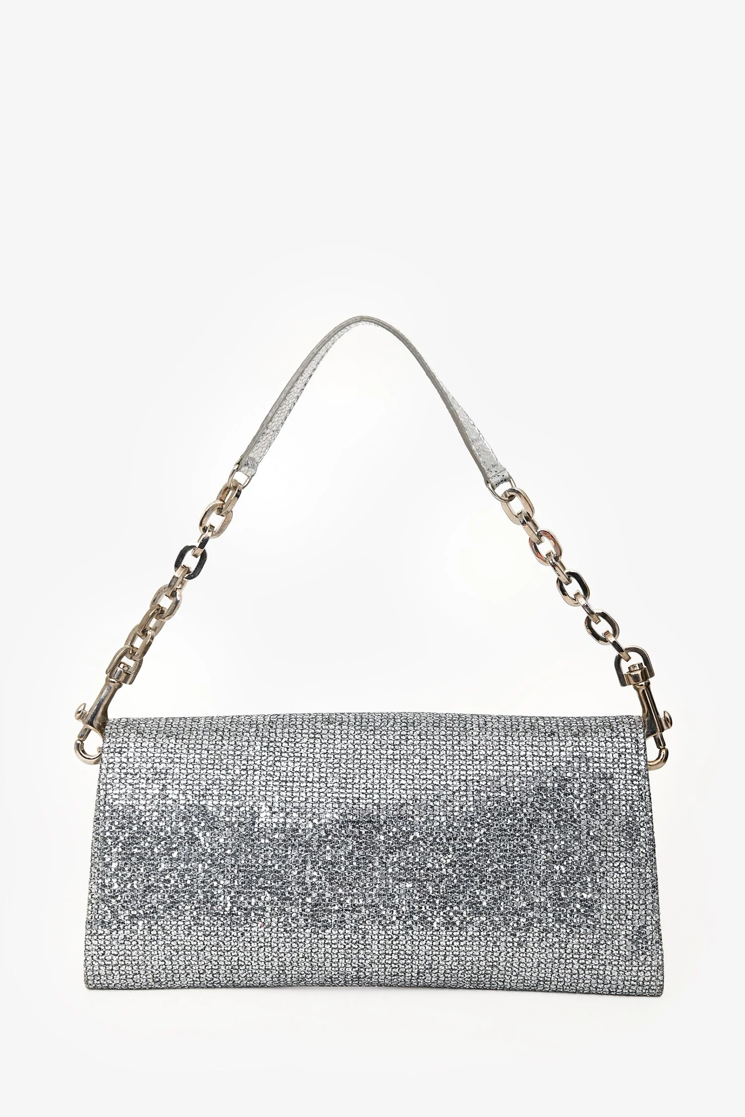 Jimmy Choo Silver Metallic Bow Embellished Evening Shoulder Bag - Image 3