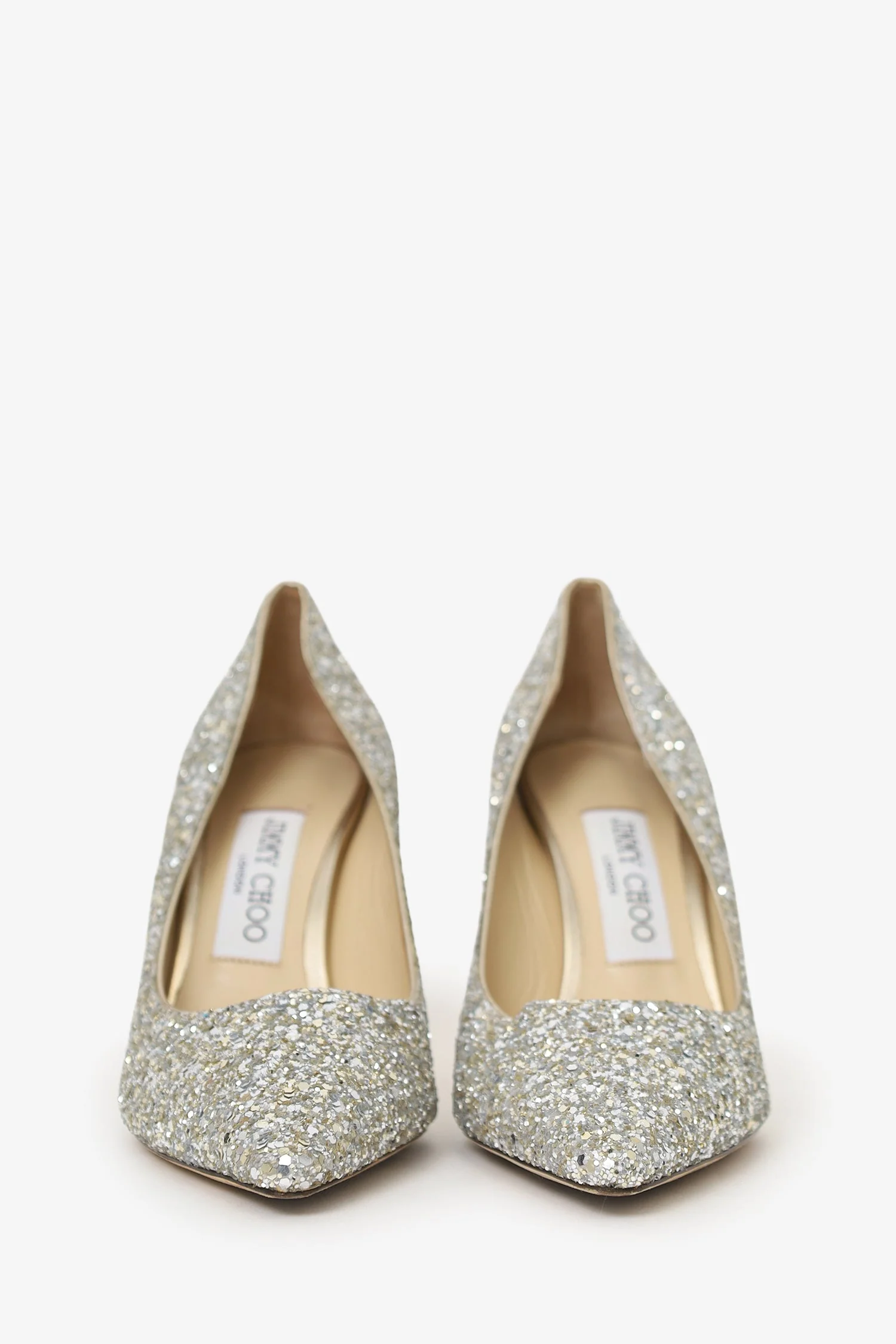Jimmy Choo Silver Sequin Heels Size 36.5 - Image 3