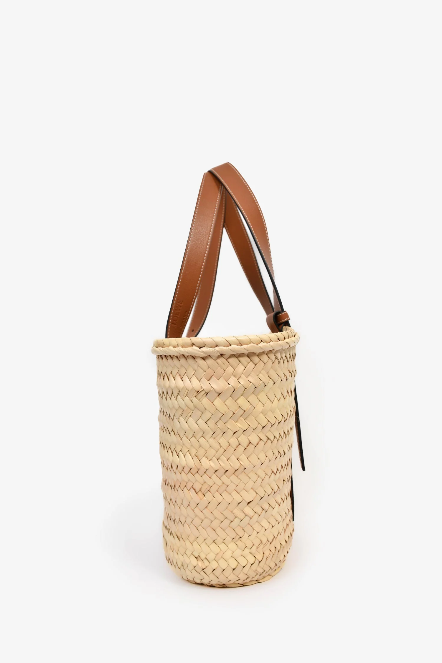 Loewe Palm Leaf/Brown Leather Classic Medium Basket Bag - Image 3
