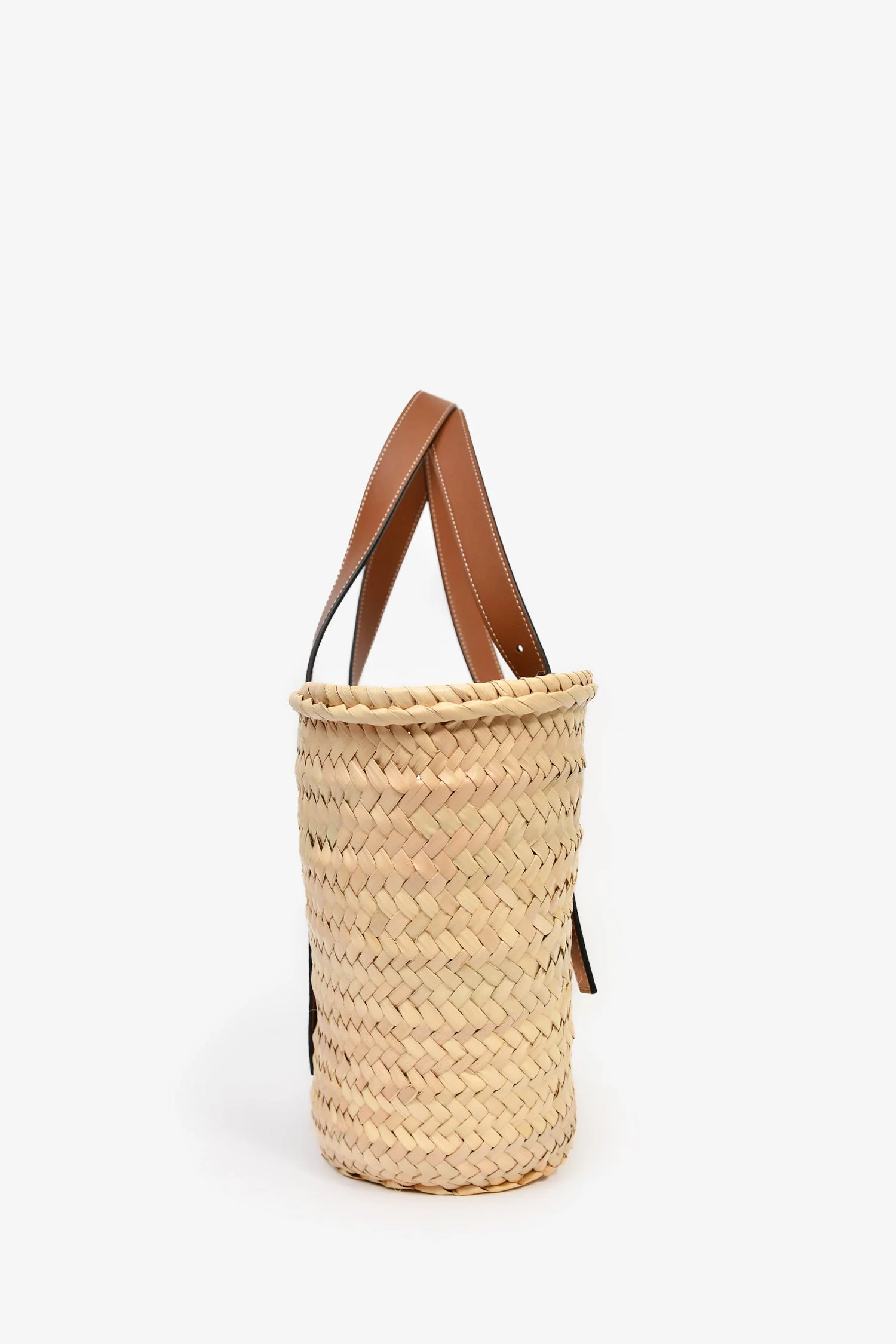 Loewe Palm Leaf/Brown Leather Classic Medium Basket Bag - Image 4