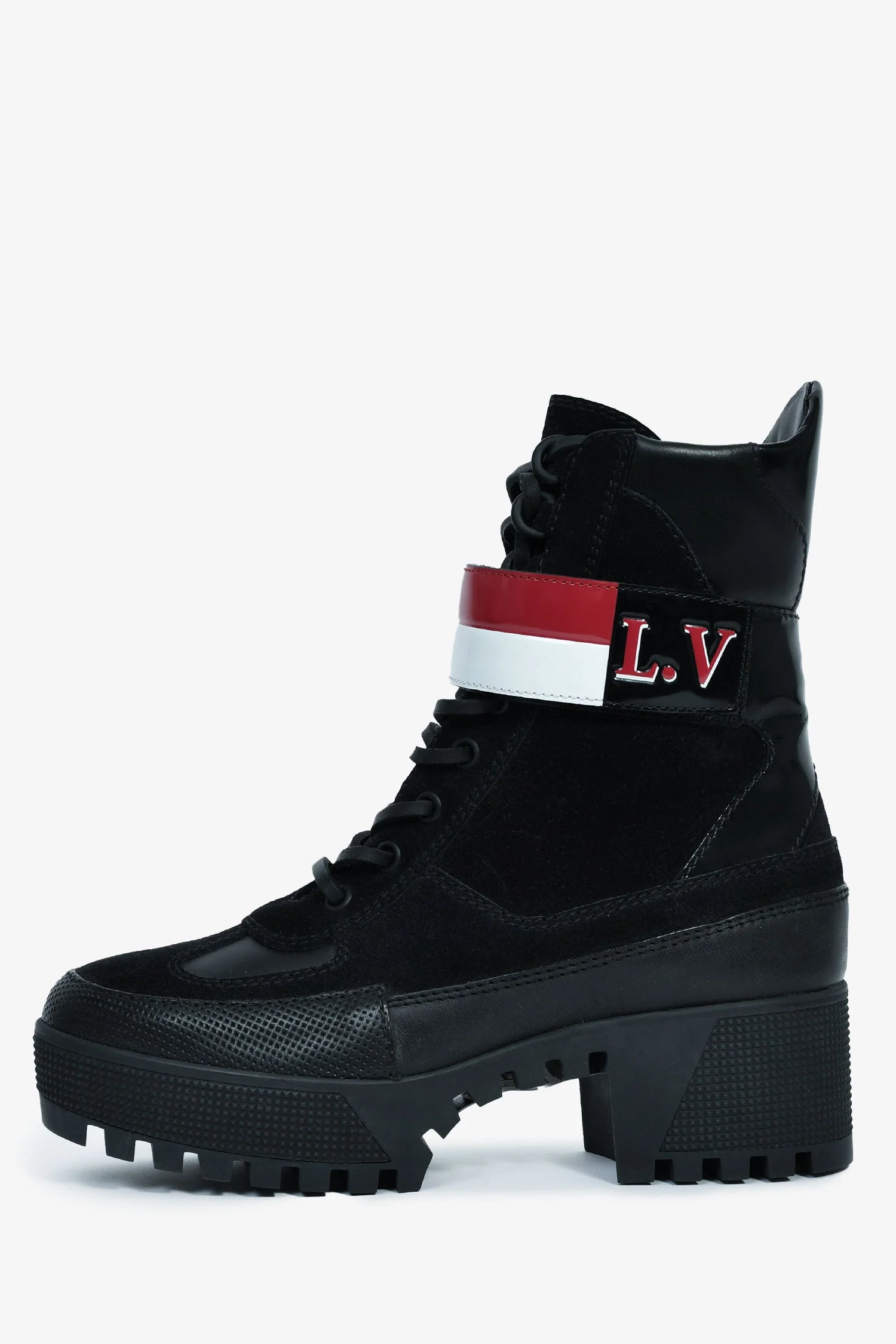 Louis Vuitton Black Suede Striped Combat 'Laureate' Boots Size 36 - Image 5