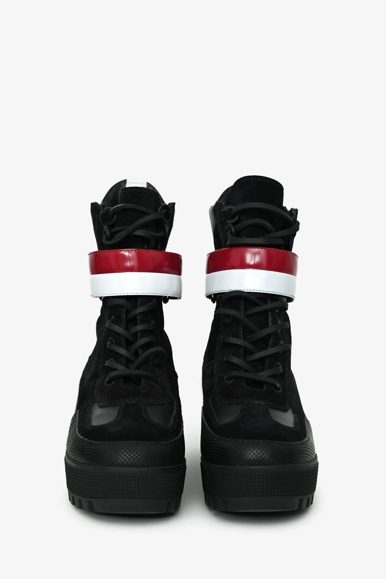 Louis Vuitton Black Suede Striped Combat 'Laureate' Boots Size 38 - Image 3