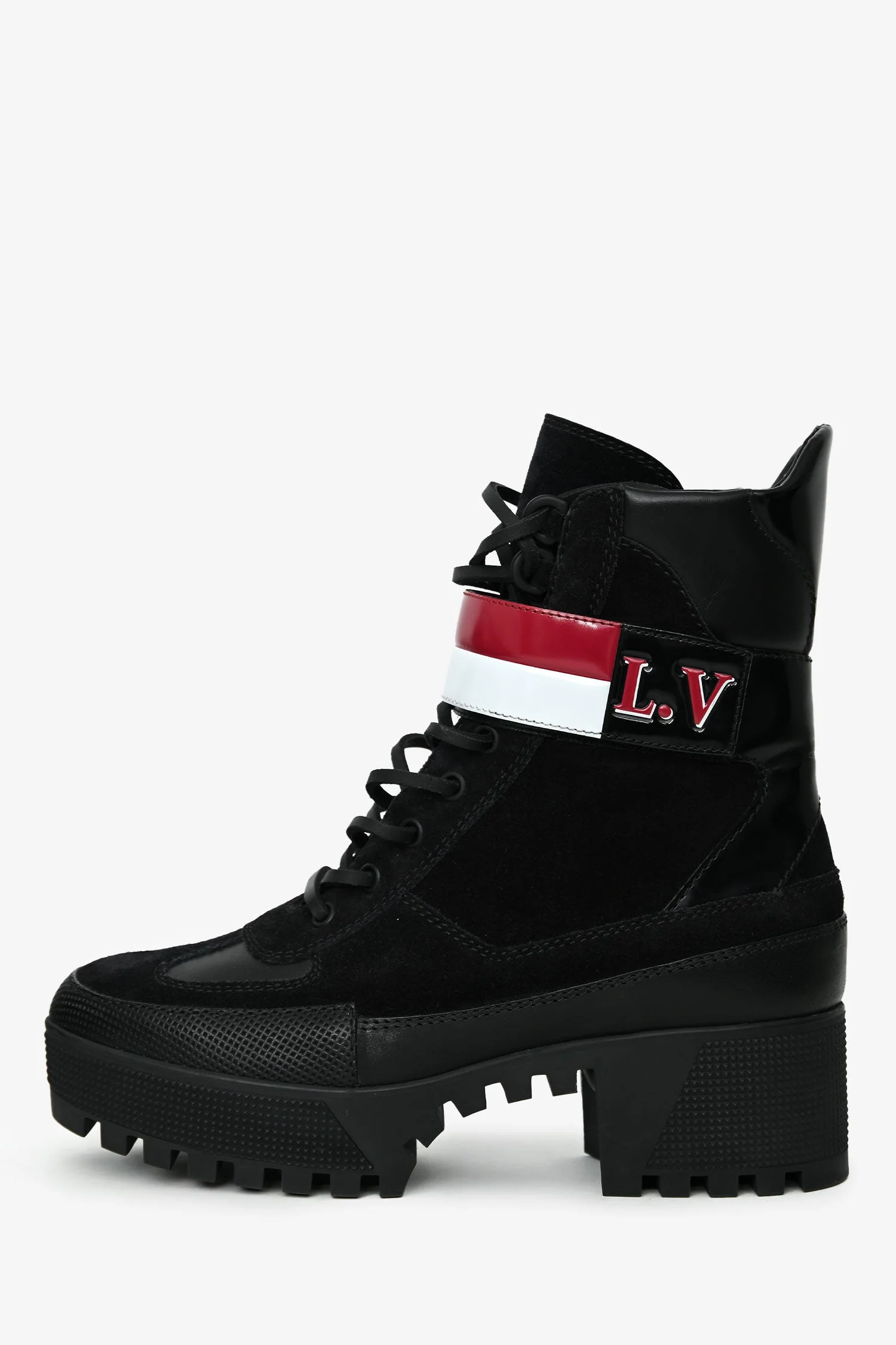 Louis Vuitton Black Suede Striped Combat 'Laureate' Boots Size 38 - Image 5