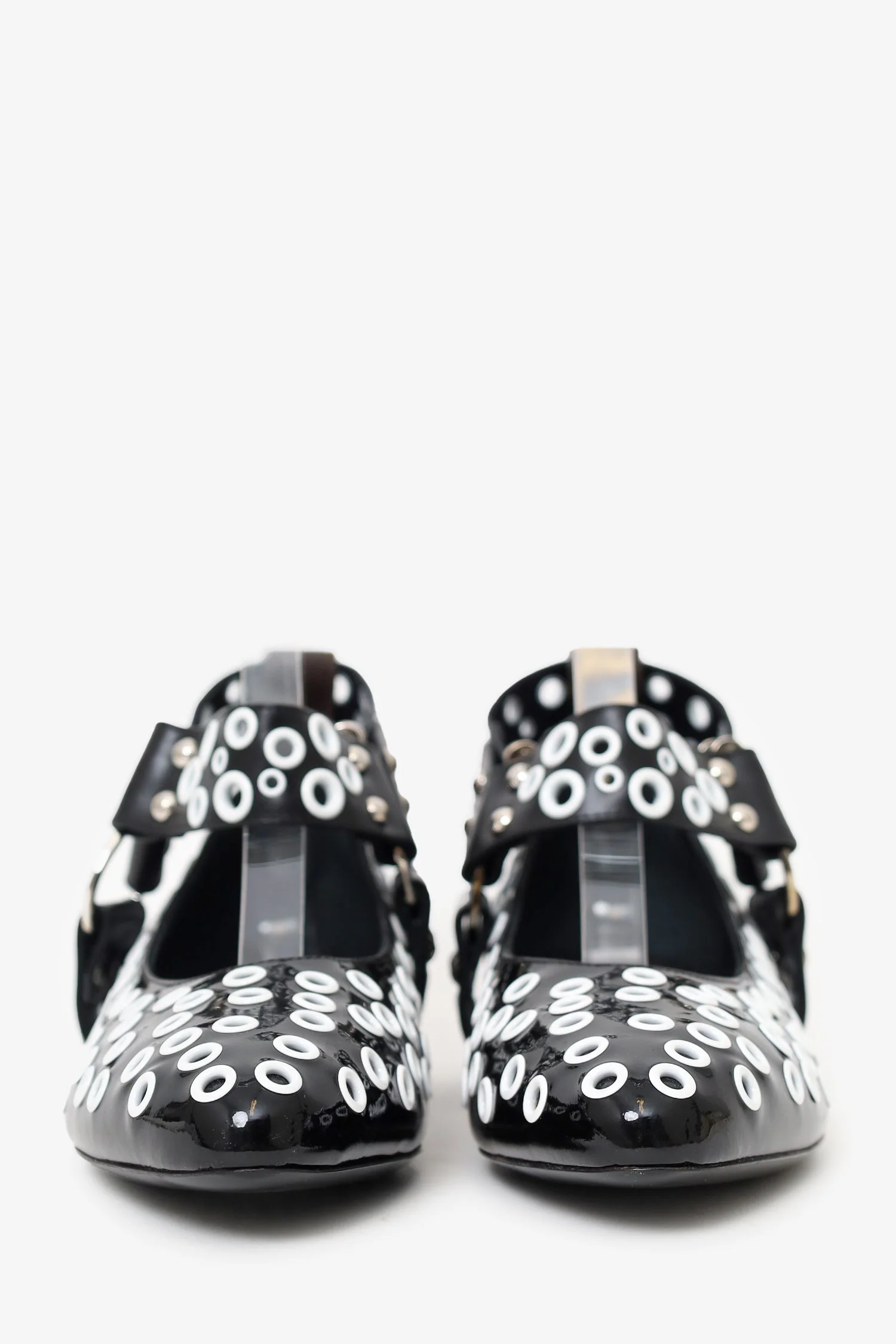 Louis Vuitton Black/White Patent Eyelet Ballet Flats Size 38.5 - Image 3