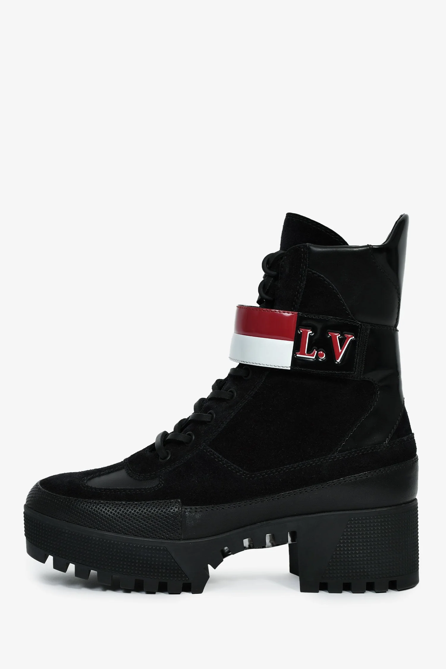 Louis Vuitton Blue/Black Leather Monogram Laureate Boots Size 38 - Image 5