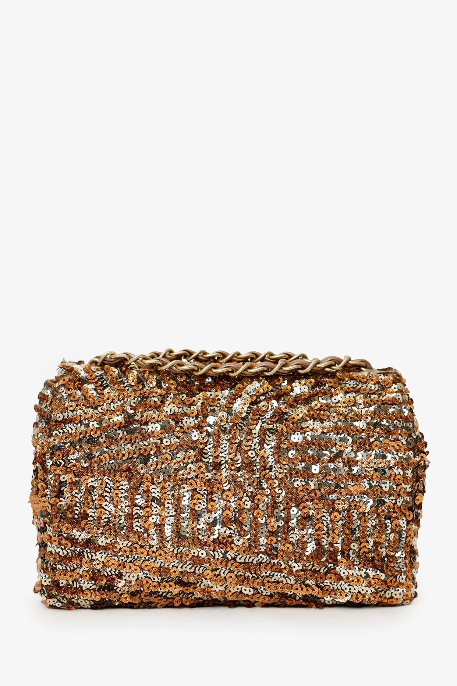 Pre-Loved Chanel™ 2019 Limited Edition Brown Sequins Mini Rectangular Single Flap - Image 3