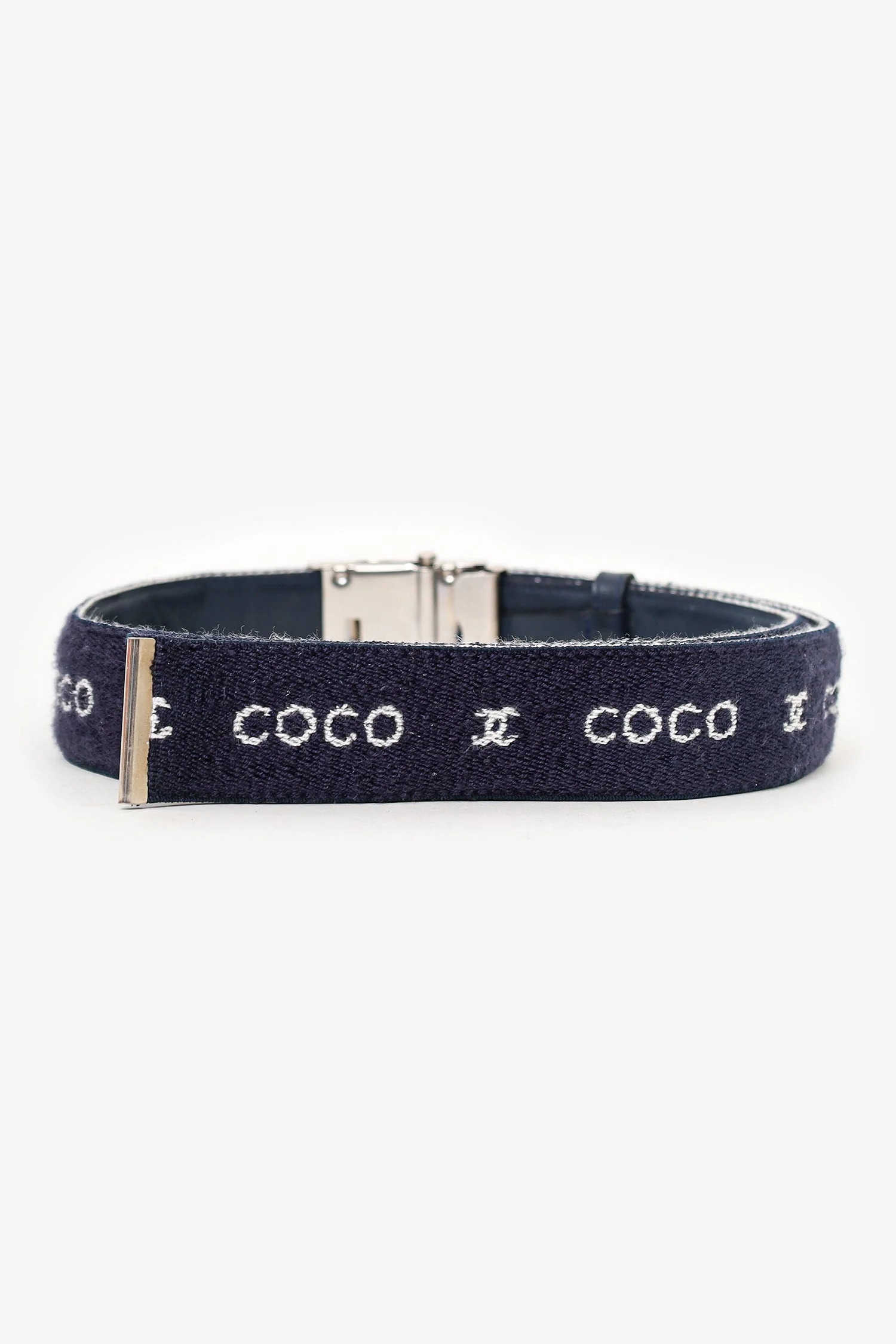 Pre-Loved Chanel™ Navy Wool 'Coco CC' Belt - Image 3