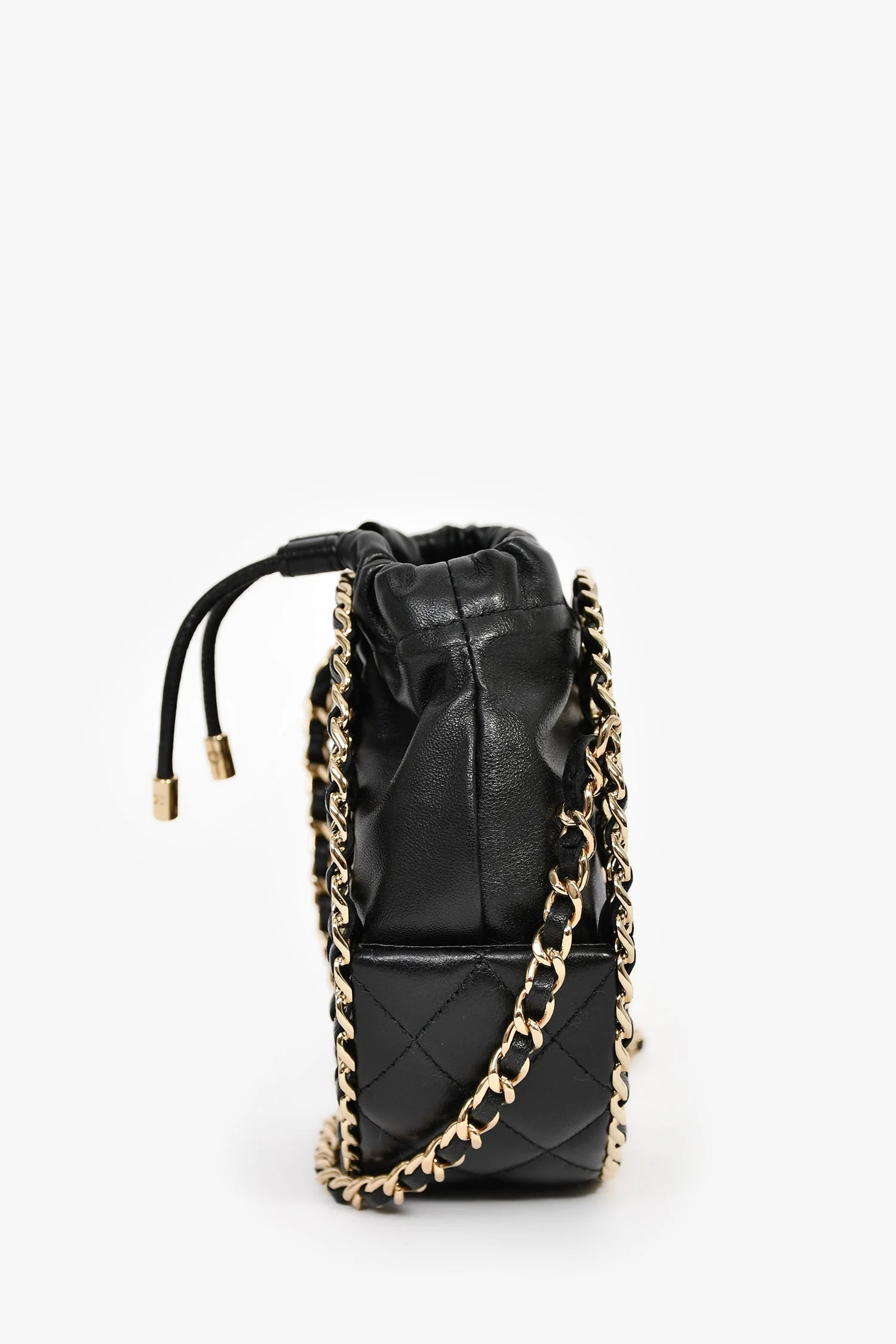 Pre-Loved Chanel™ Runway 2022 Black Lambskin Leather CC Logo Round Caged Crossbody Bag - Image 3