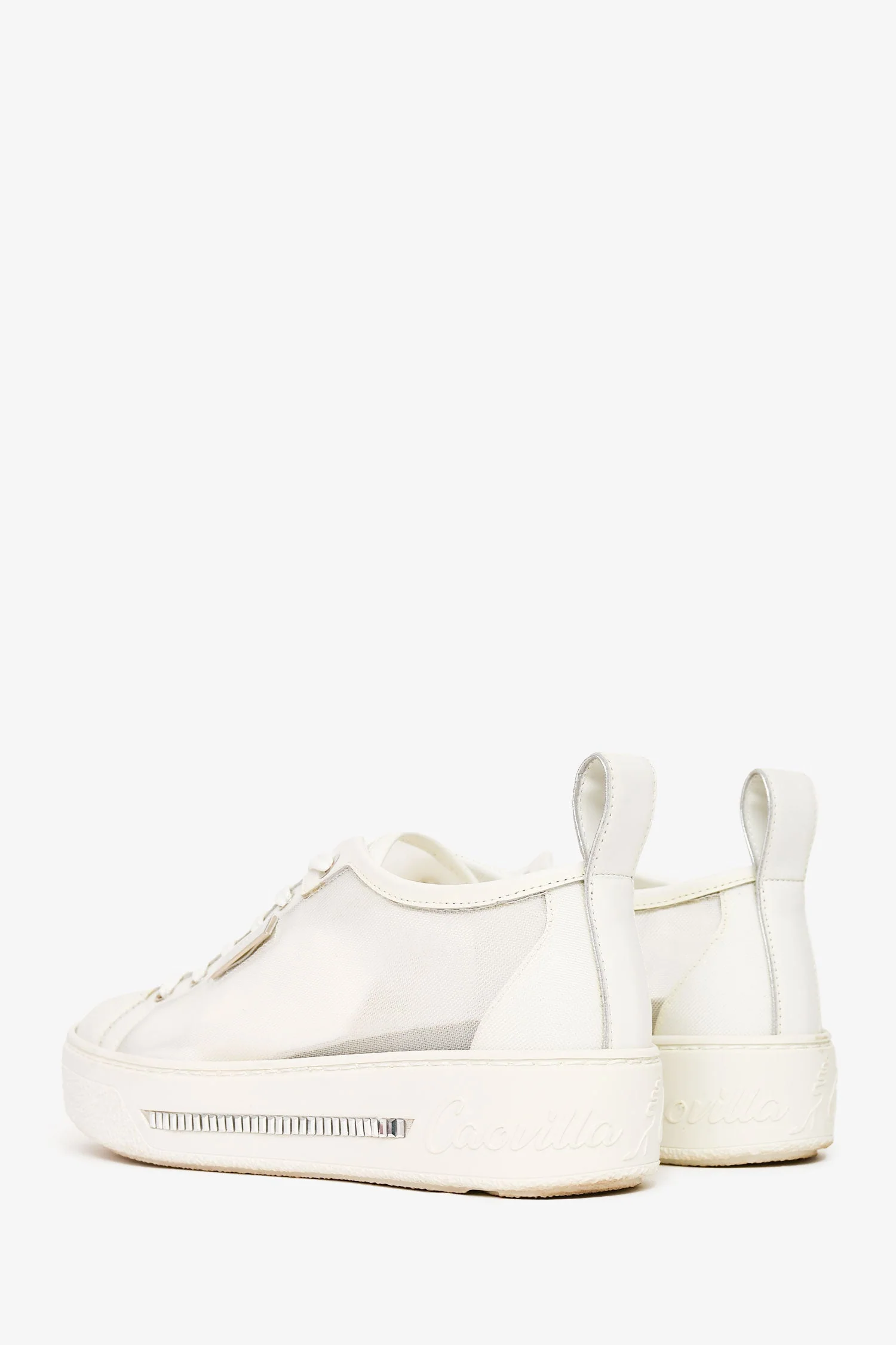 Rene Caovilla White Net 'Bonnie' Sneakers Size 35 - Image 4