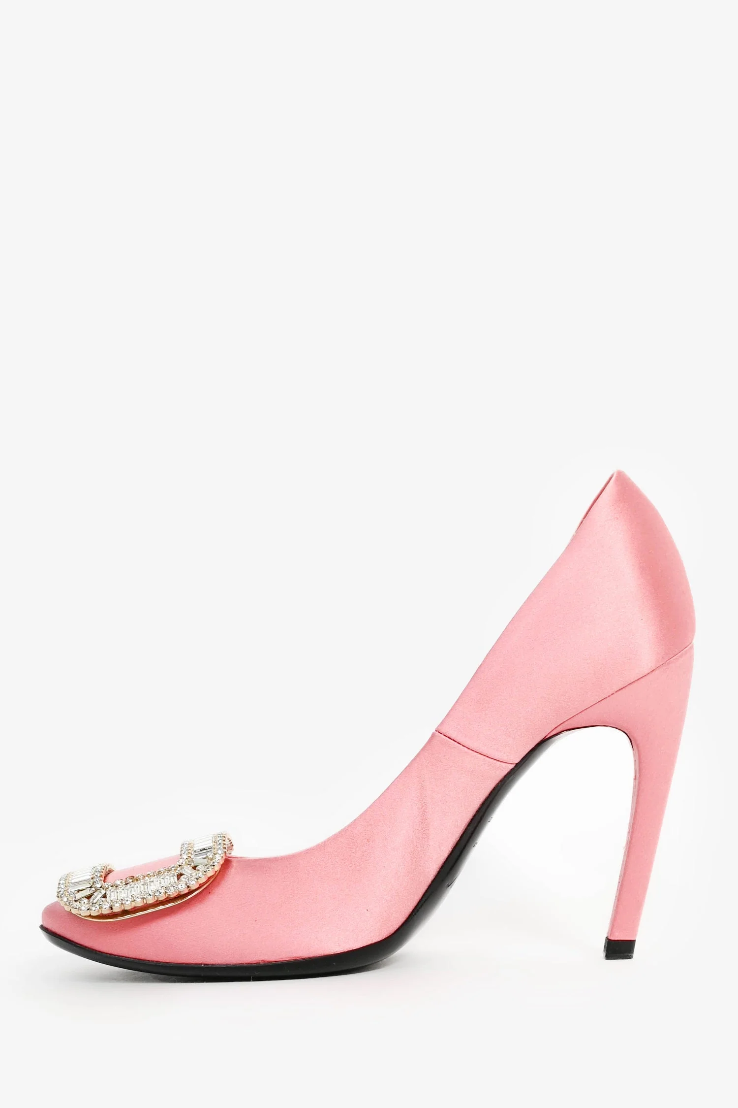 Roger Vivier Pink Satin Crystal Buckle 'Trompette' Heels Size 36 - Image 4