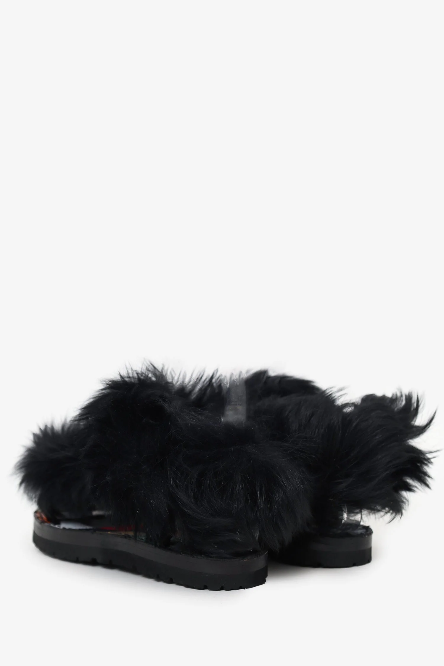 Sacai Black Fur Sandals Size 35 - Image 4