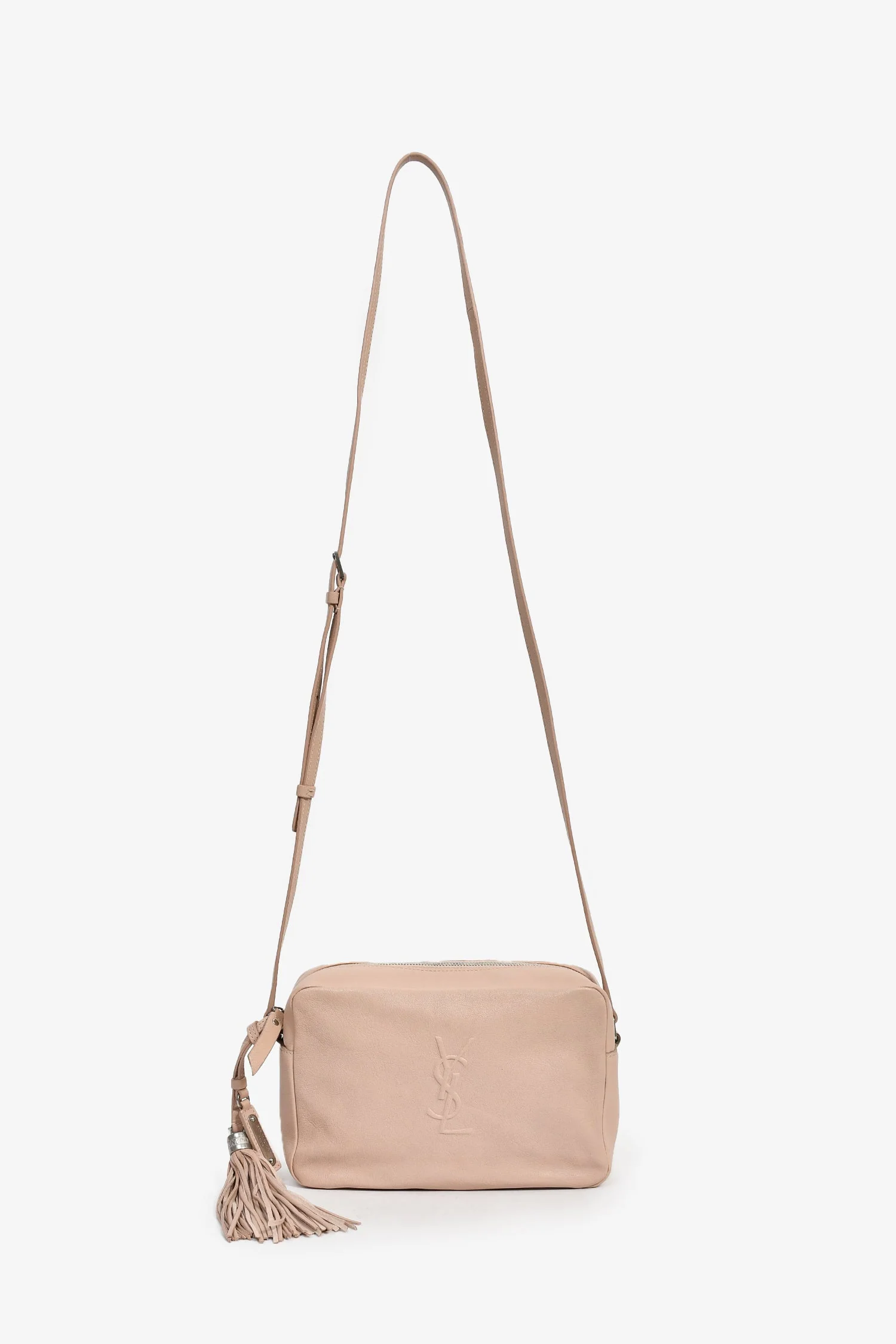 Saint Laurent 2017 Blush Pink Leather Tassel Camera Crossbody - Image 6