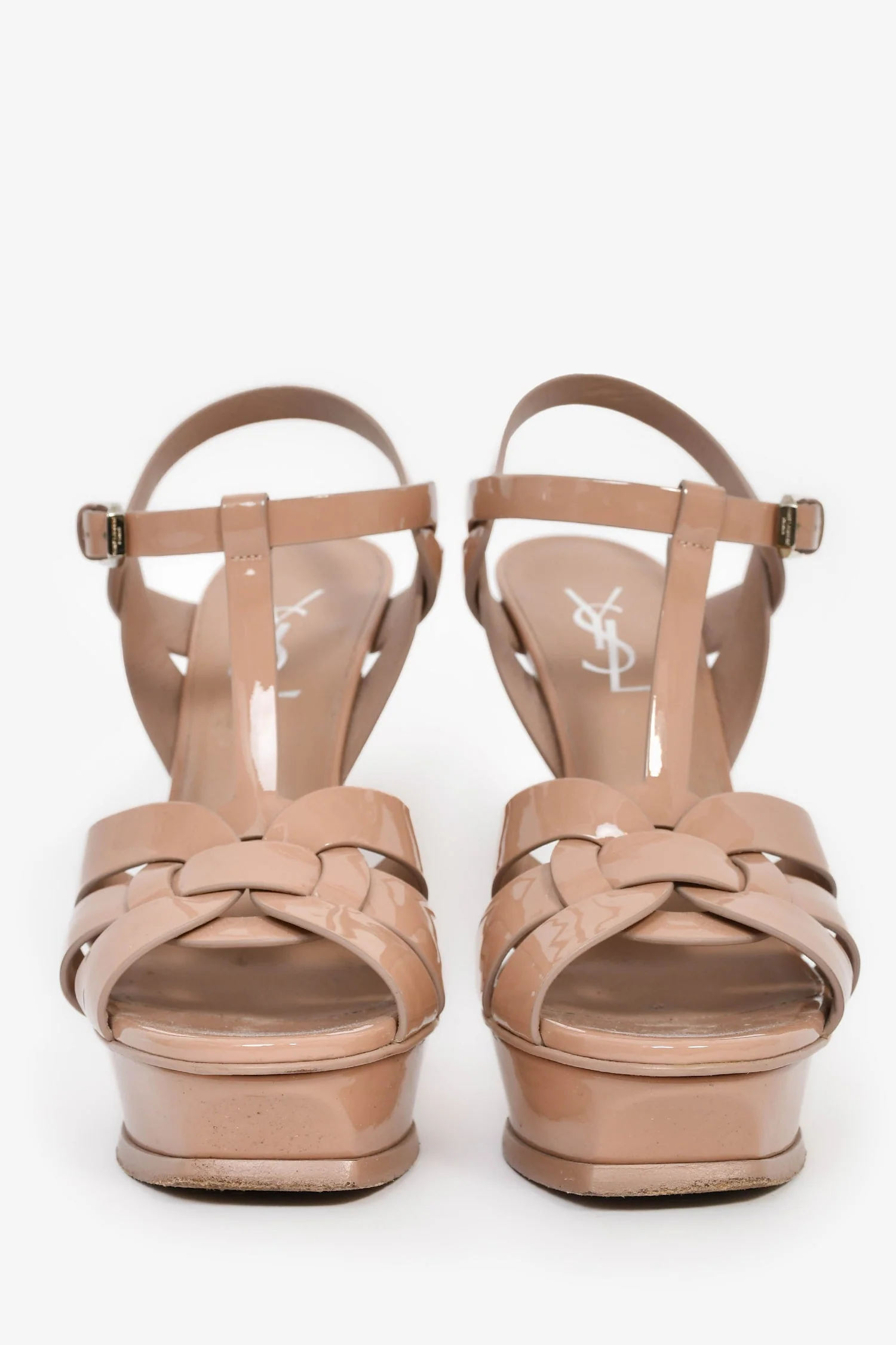 Saint Laurent Beige Patent Tribute Heels Size 37 - Image 3