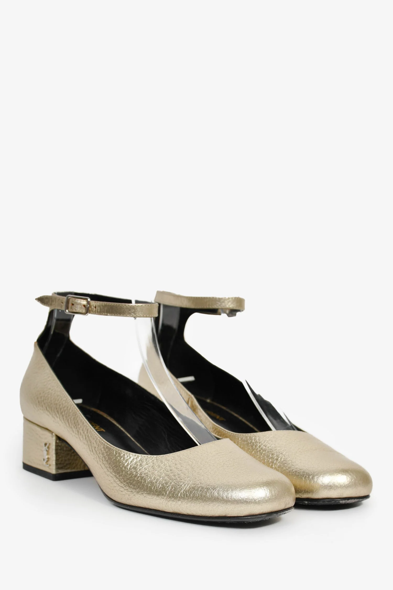 Saint Laurent Gold Mary Jane Heeled Flats Size 36 - Image 3