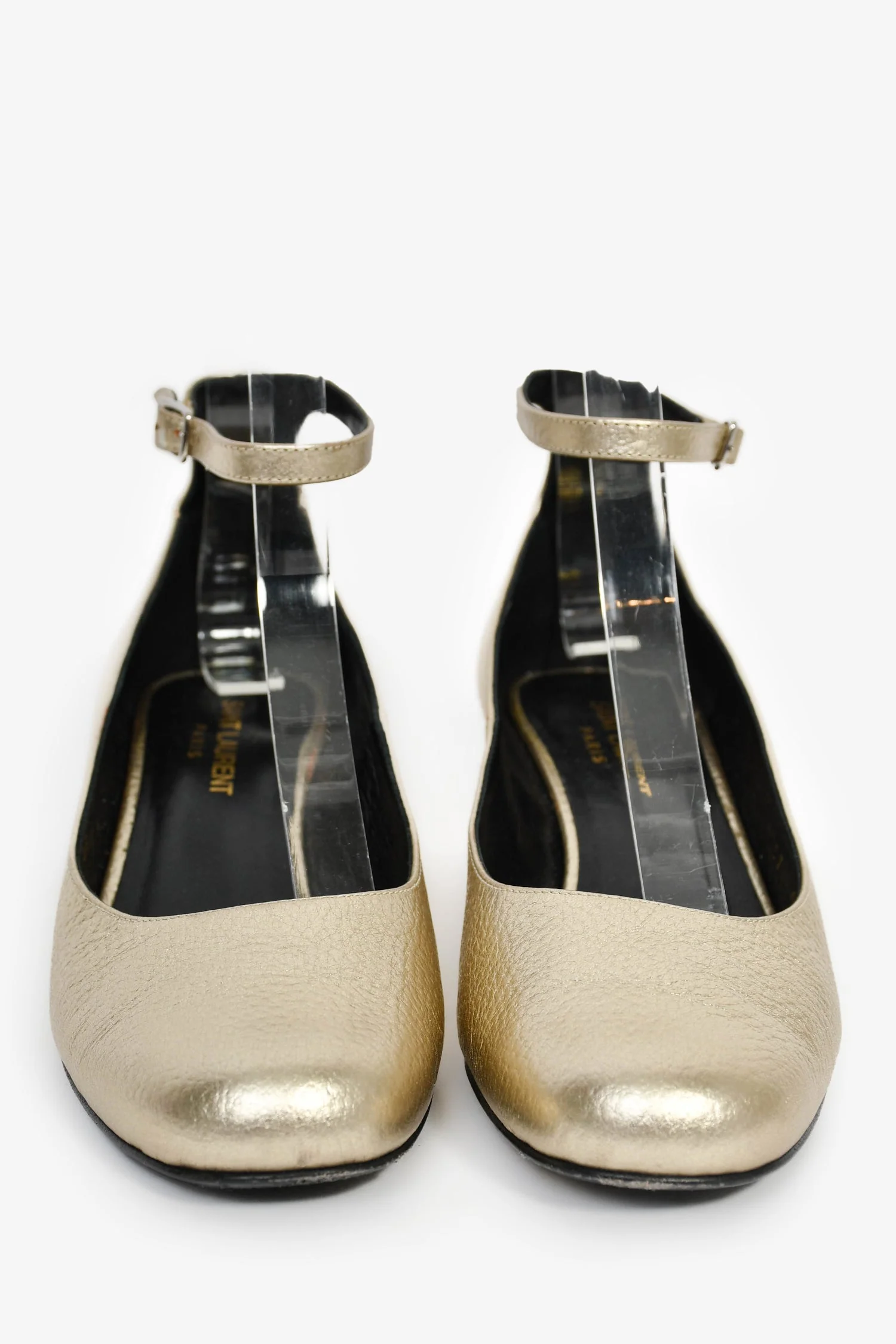 Saint Laurent Gold Mary Jane Heeled Flats Size 36 - Image 4