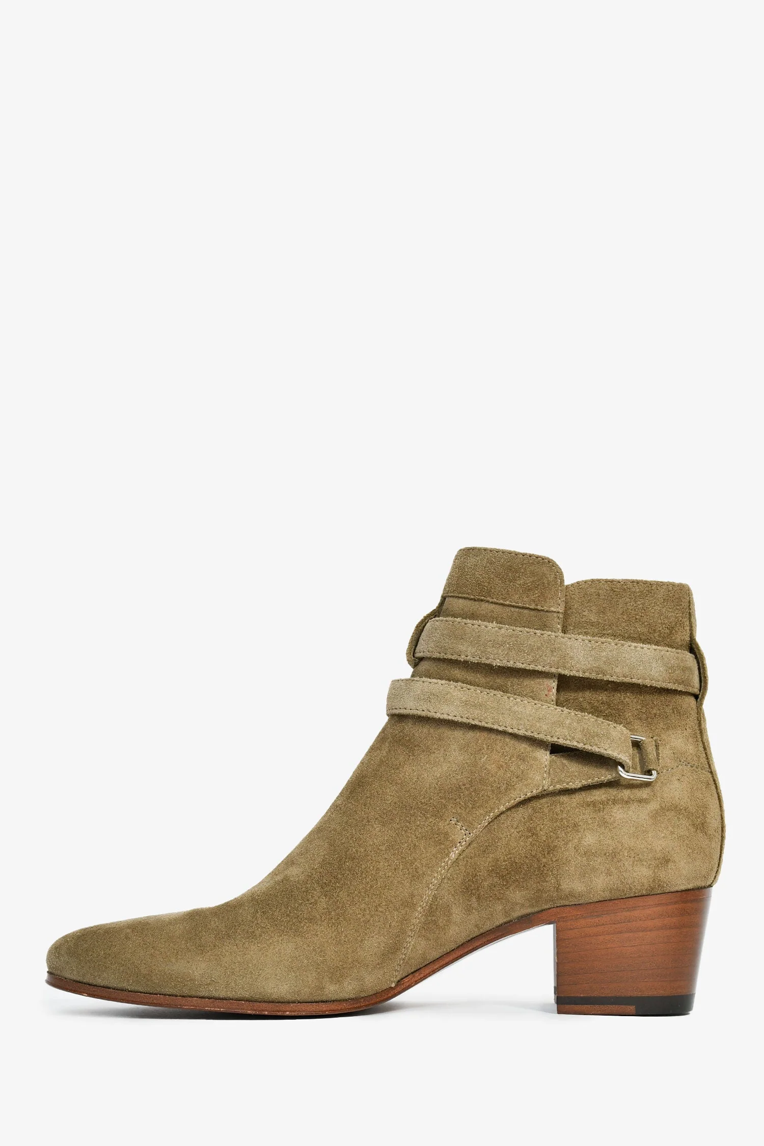 Saint Laurent Taupe Suede Heeled Ankle Booties Size 37 - Image 4