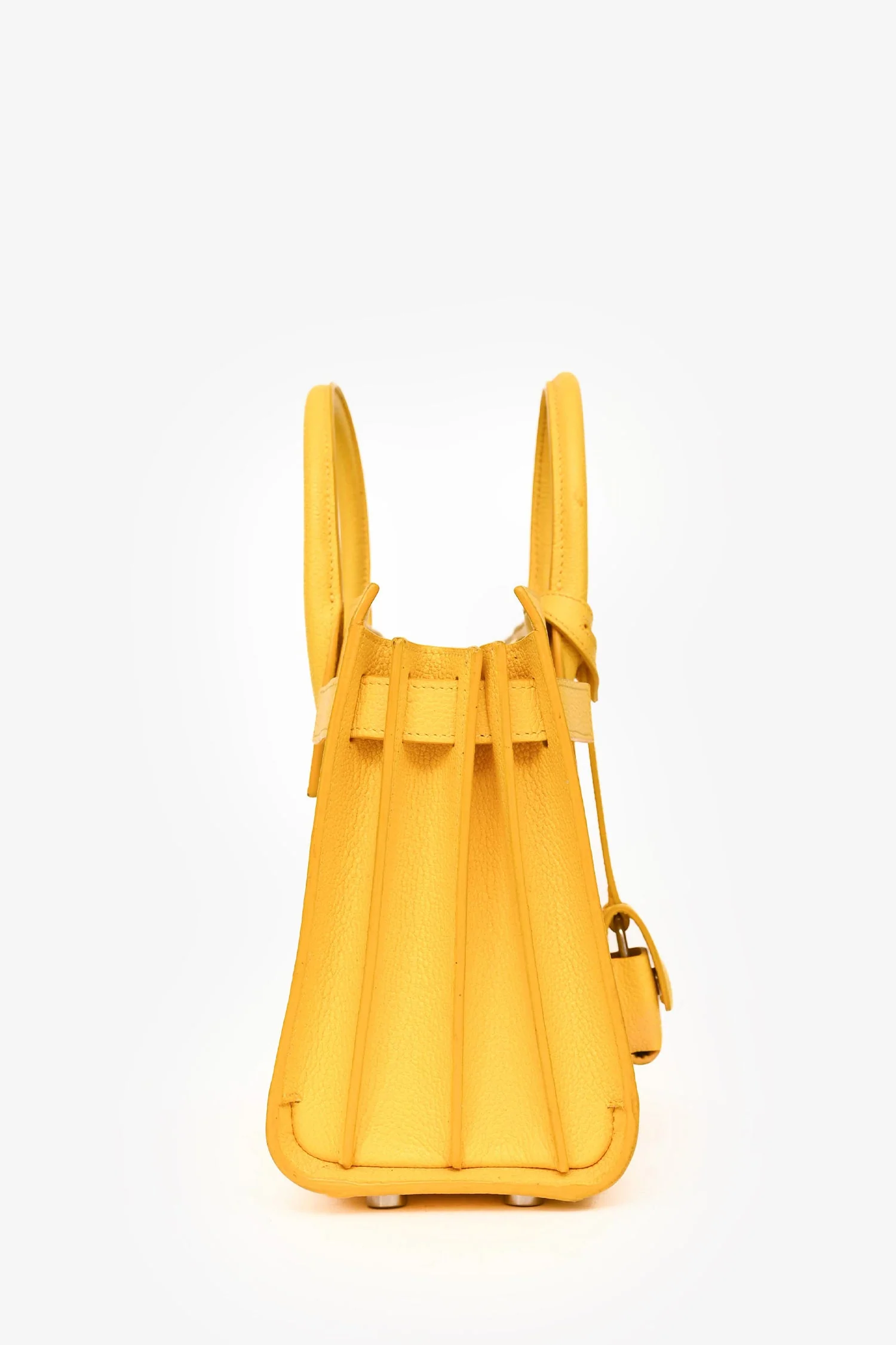 Saint Laurent Yellow Leather Small 'Sac De Jour' with Strap - Image 3