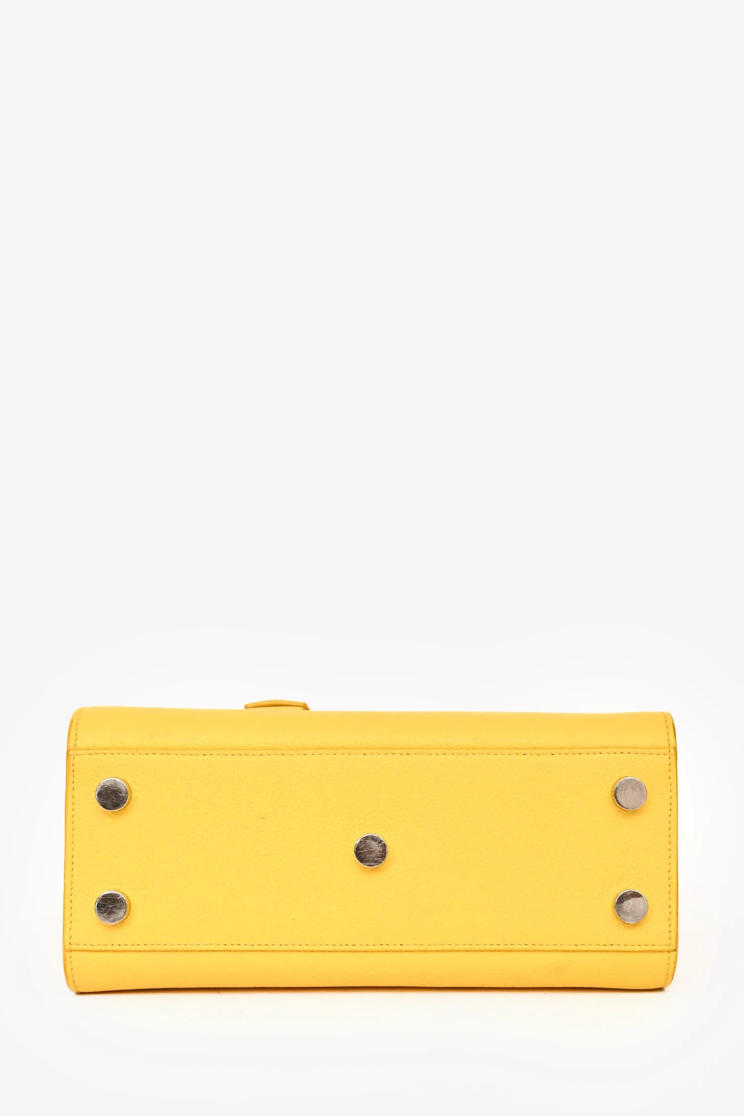 Saint Laurent Yellow Leather Small 'Sac De Jour' with Strap - Image 5