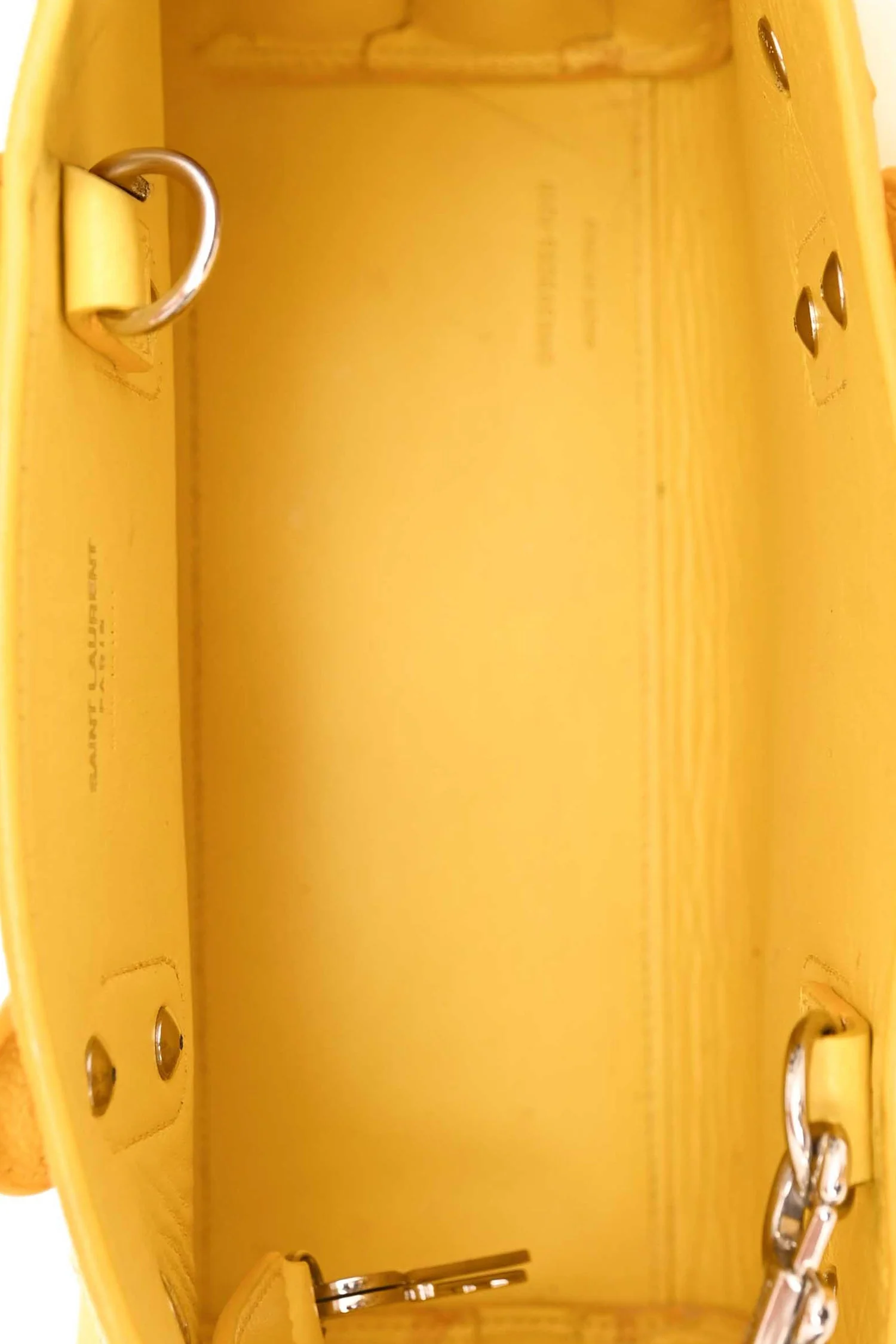 Saint Laurent Yellow Leather Small 'Sac De Jour' with Strap - Image 6