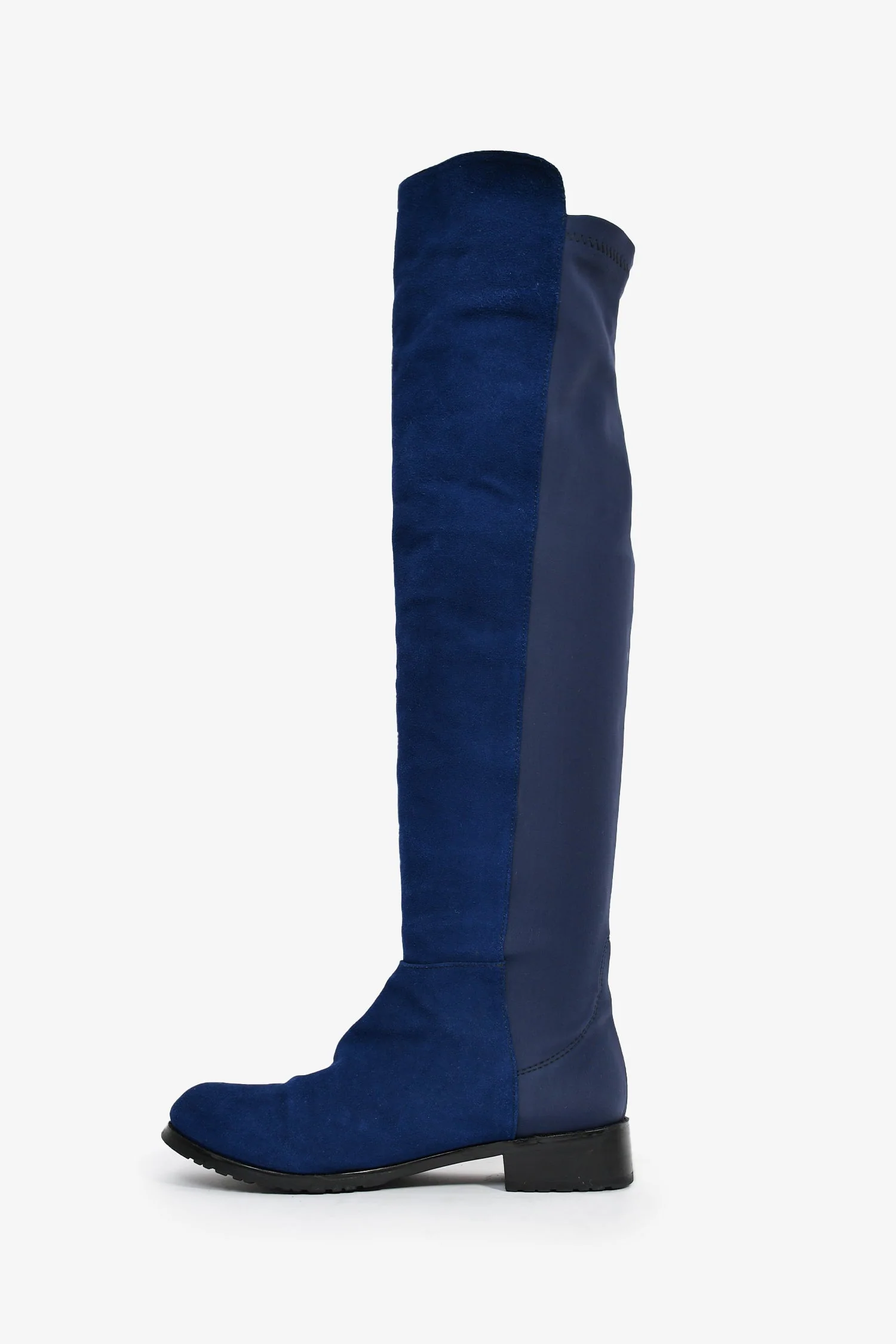 Stuart Weitzman Blue Suede/Fabric 50/50 Knee Boots Size 40 - Image 4