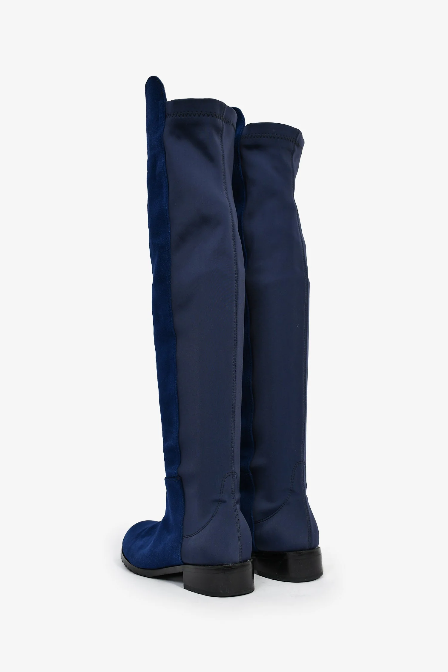 Stuart Weitzman Blue Suede/Fabric 50/50 Knee Boots Size 40 - Image 5