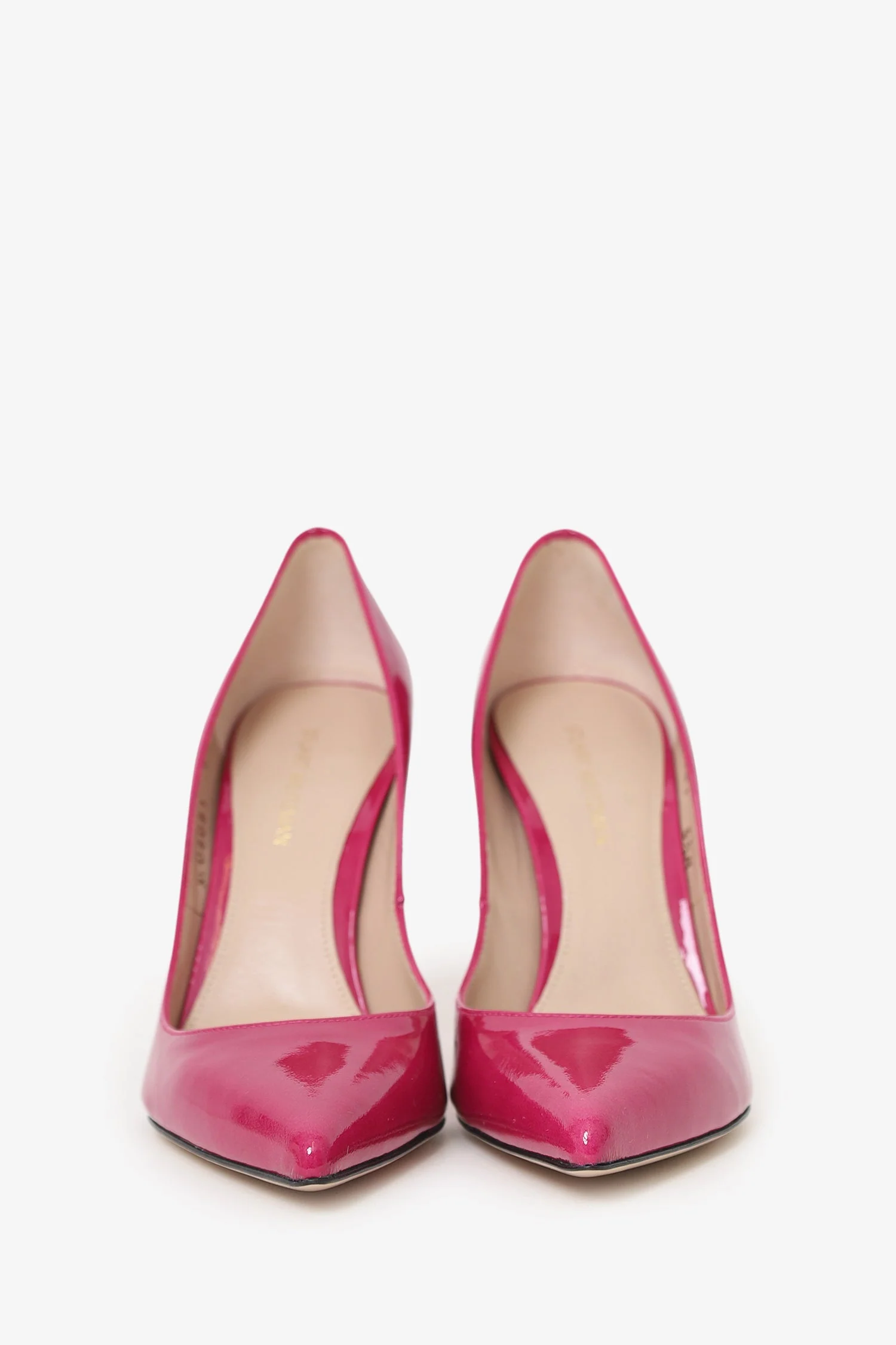 Stuart Weitzman Fuchsia Patent Leather Curvia Pointed Toe Heels Size 5.5 - Image 3