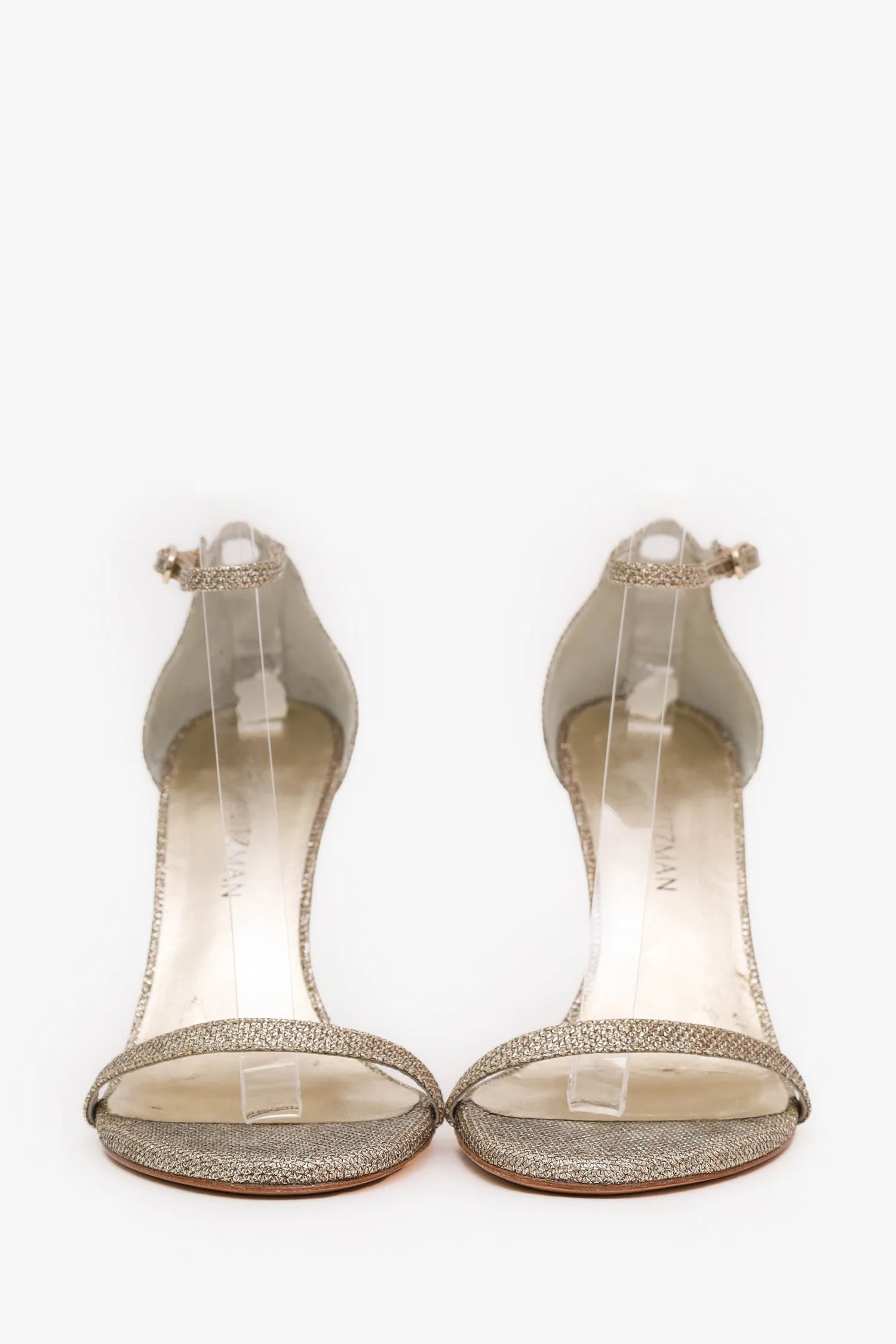 Stuart Weitzman Gold Glitter 'Nudistcurve' Heels Estimated Size 9 - Image 3