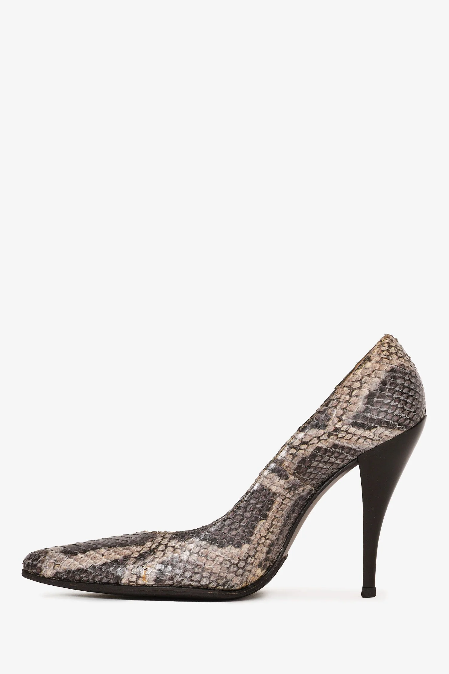 Stuart Weitzman Grey Python Leather Pointed Toe Heels Size 7 - Image 4
