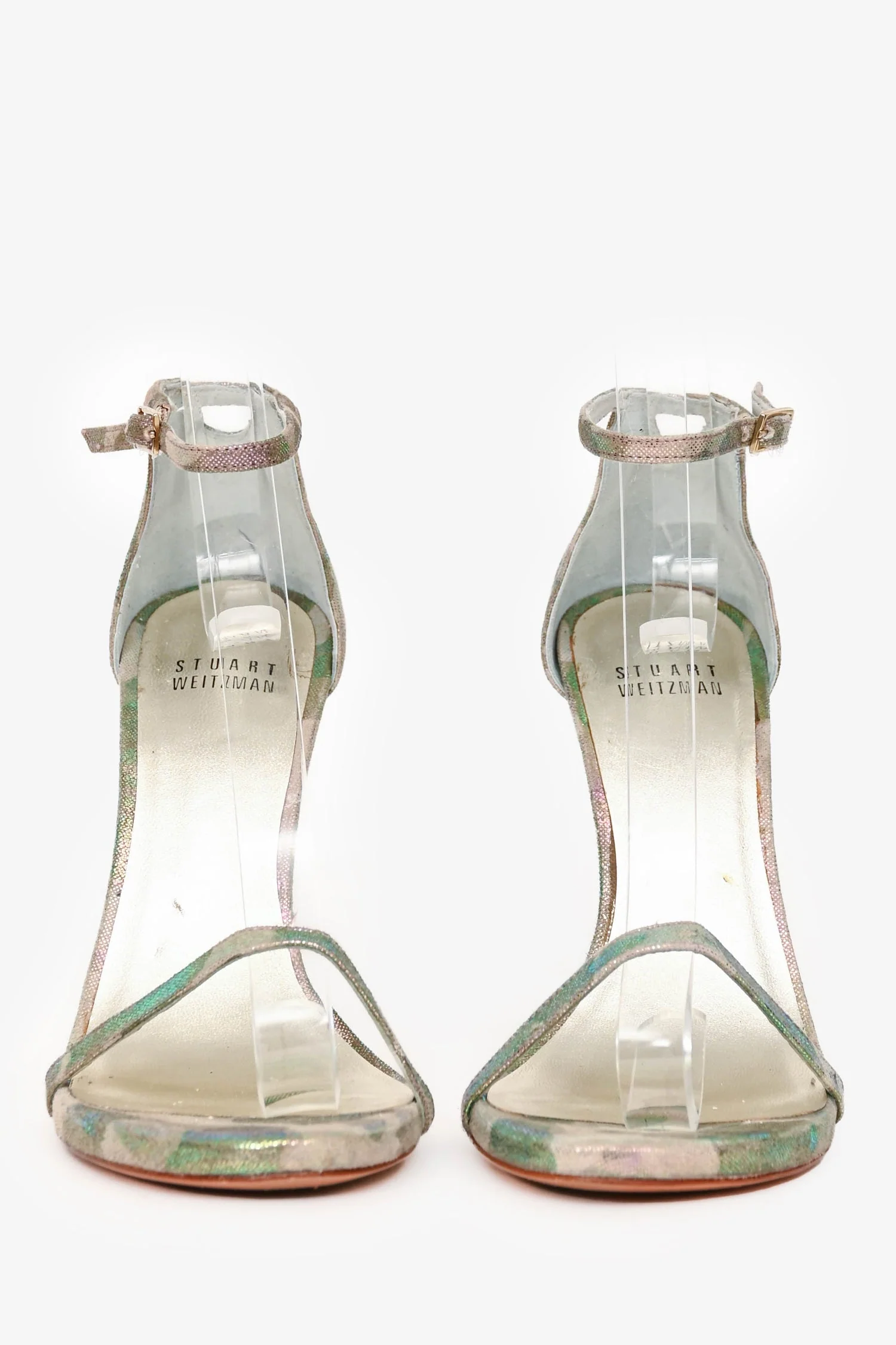 Stuart Weitzman Iridescent Camouflage Strappy Heels Size 6 - Image 3