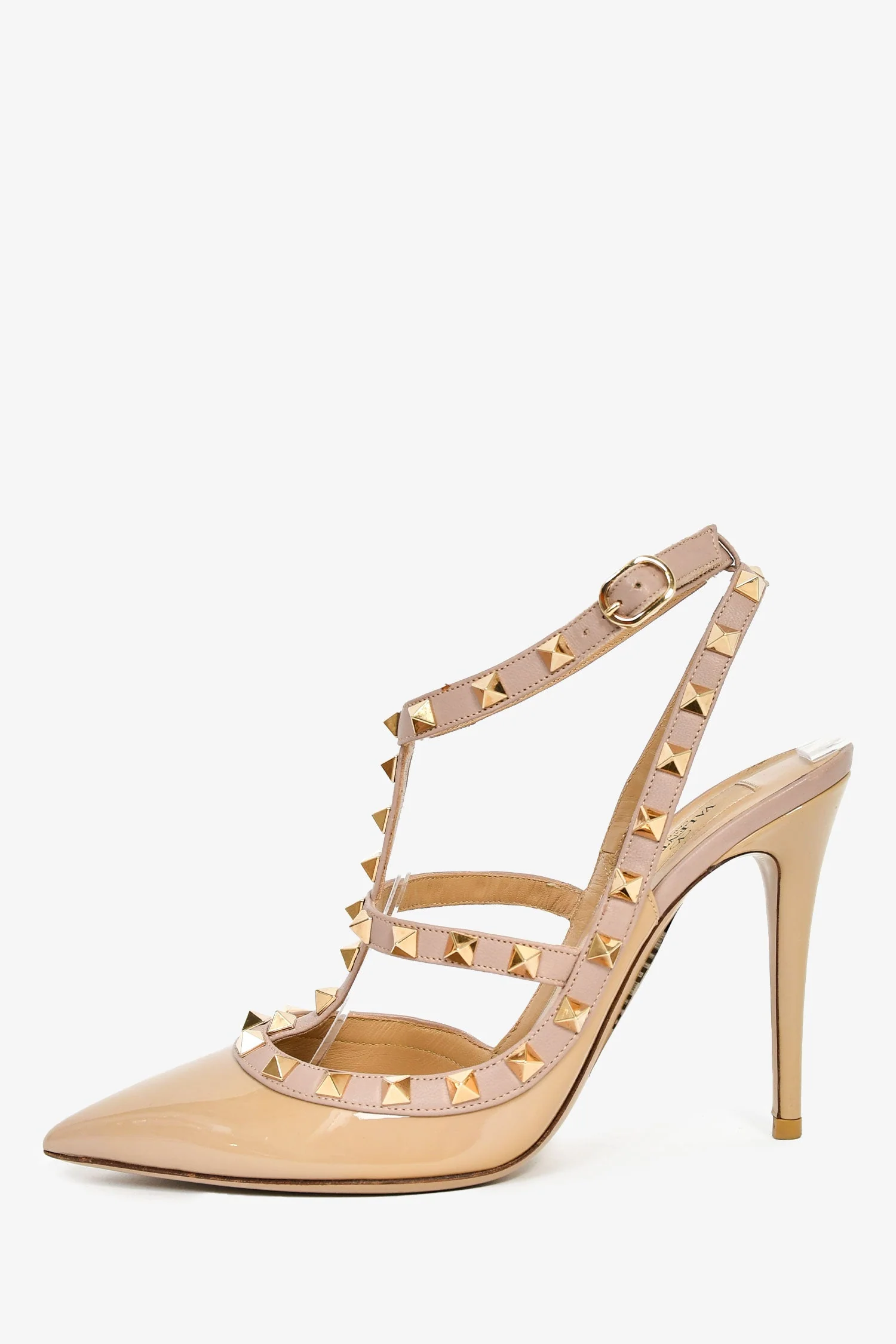 Valentino Beige Patent Leather Cage Rockstud Heels Size 39 - Image 4