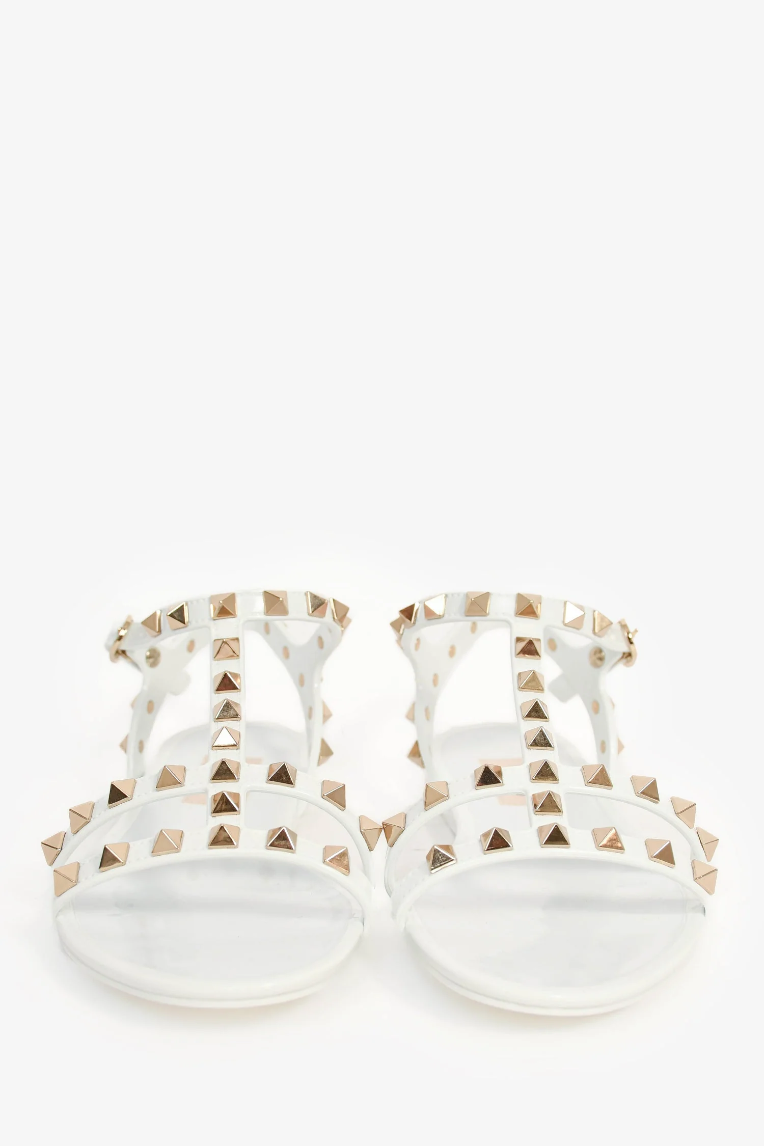 Valentino White Rubber Rockstud Sandals Size 37 - Image 3