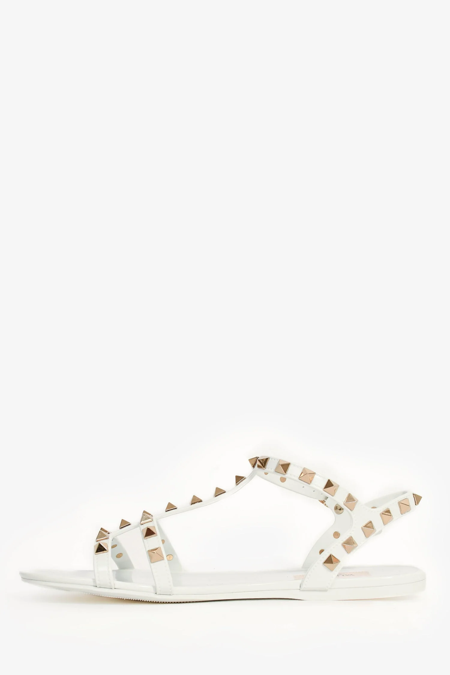Valentino White Rubber Rockstud Sandals Size 37 - Image 4