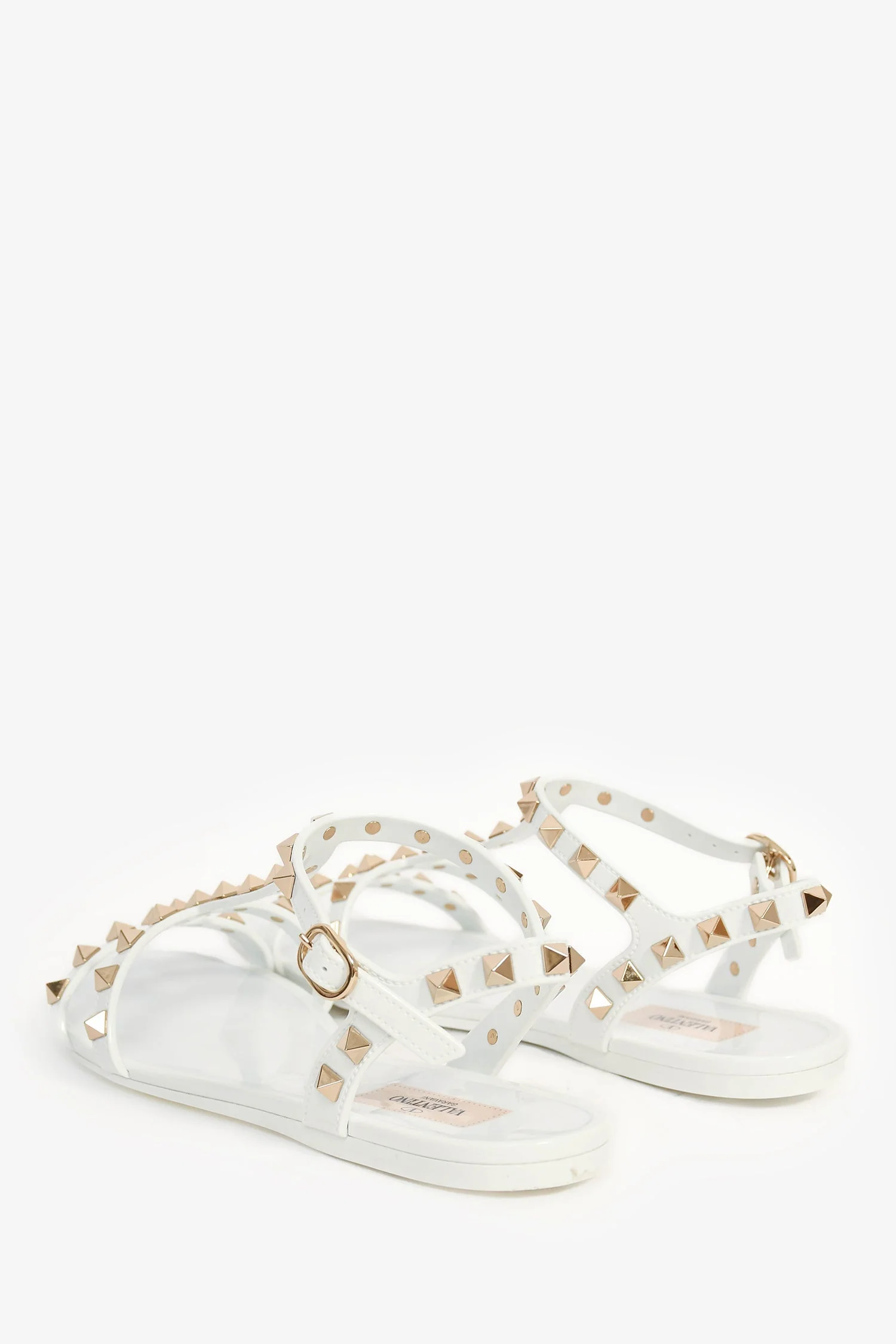 Valentino White Rubber Rockstud Sandals Size 37 - Image 5